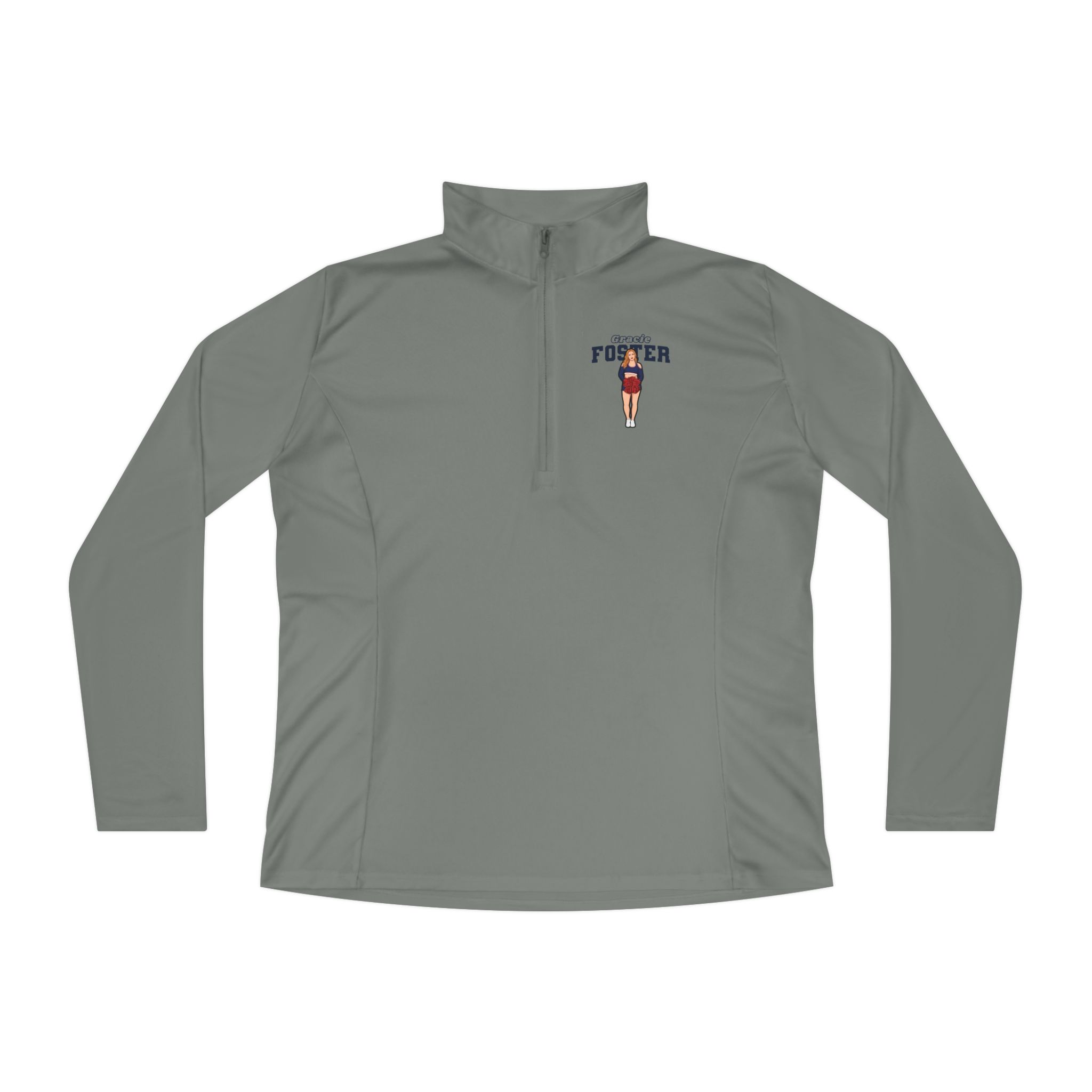 Women's Q-Zip Pullover — character_name_arch in Grey