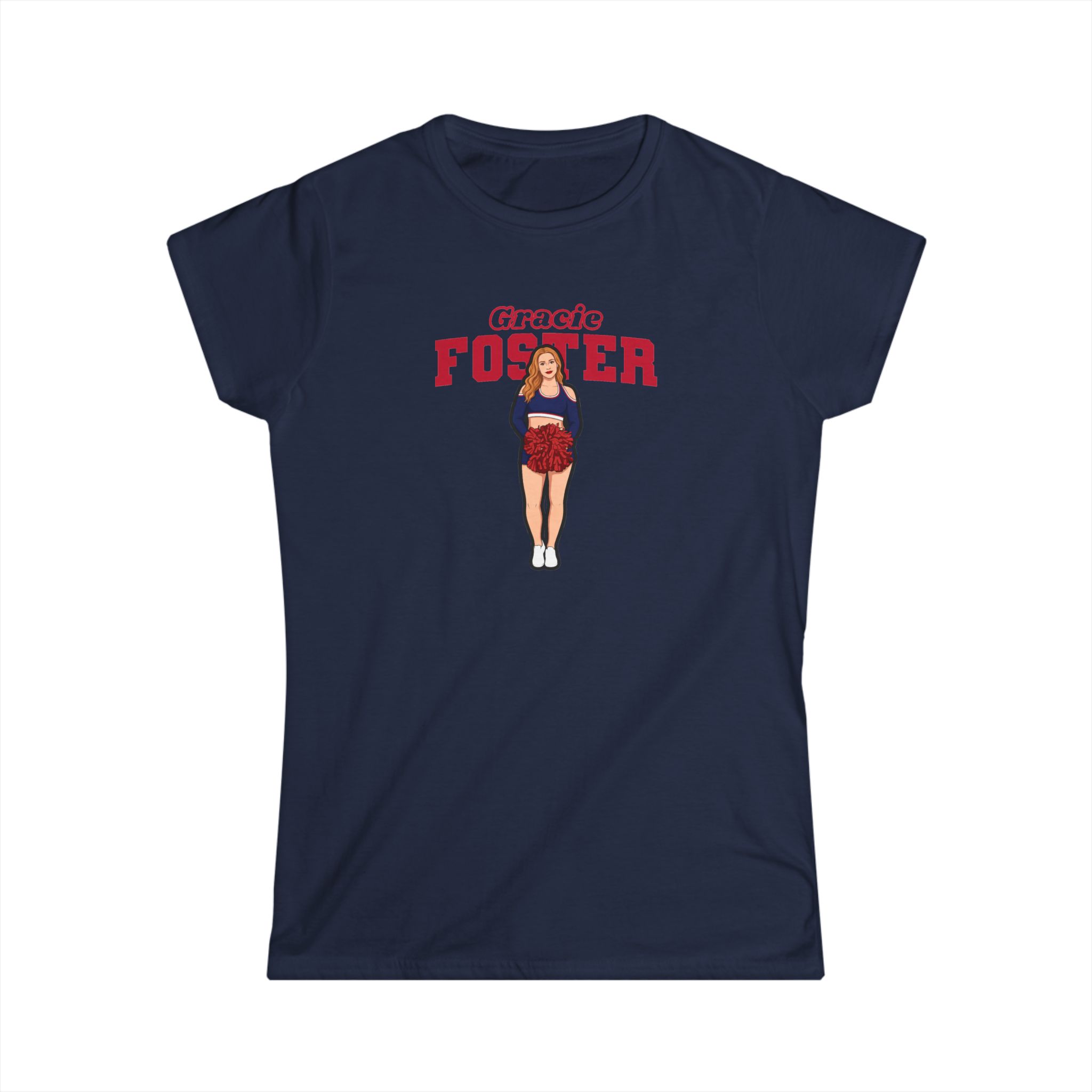 Women's Softstyle Tee — character_name_arch in Navy