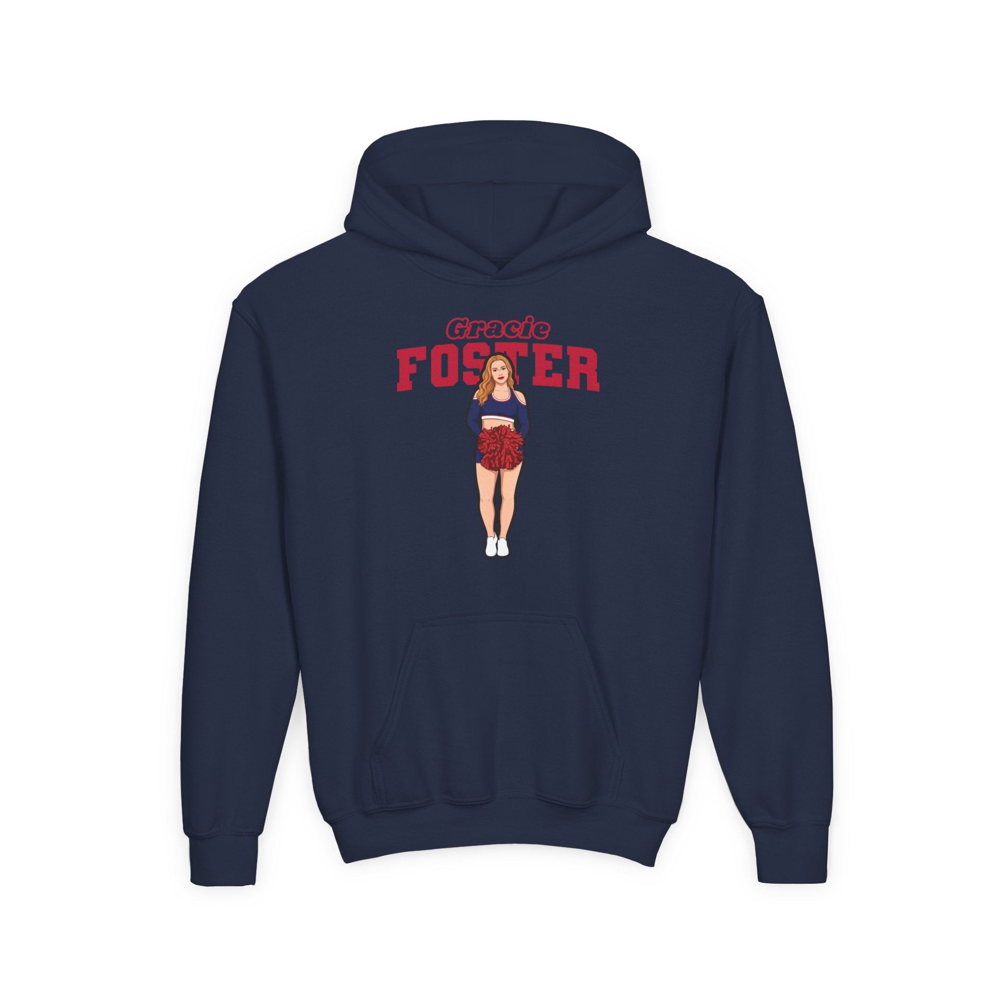 Youth Hoodie — character_name_arch in Navy