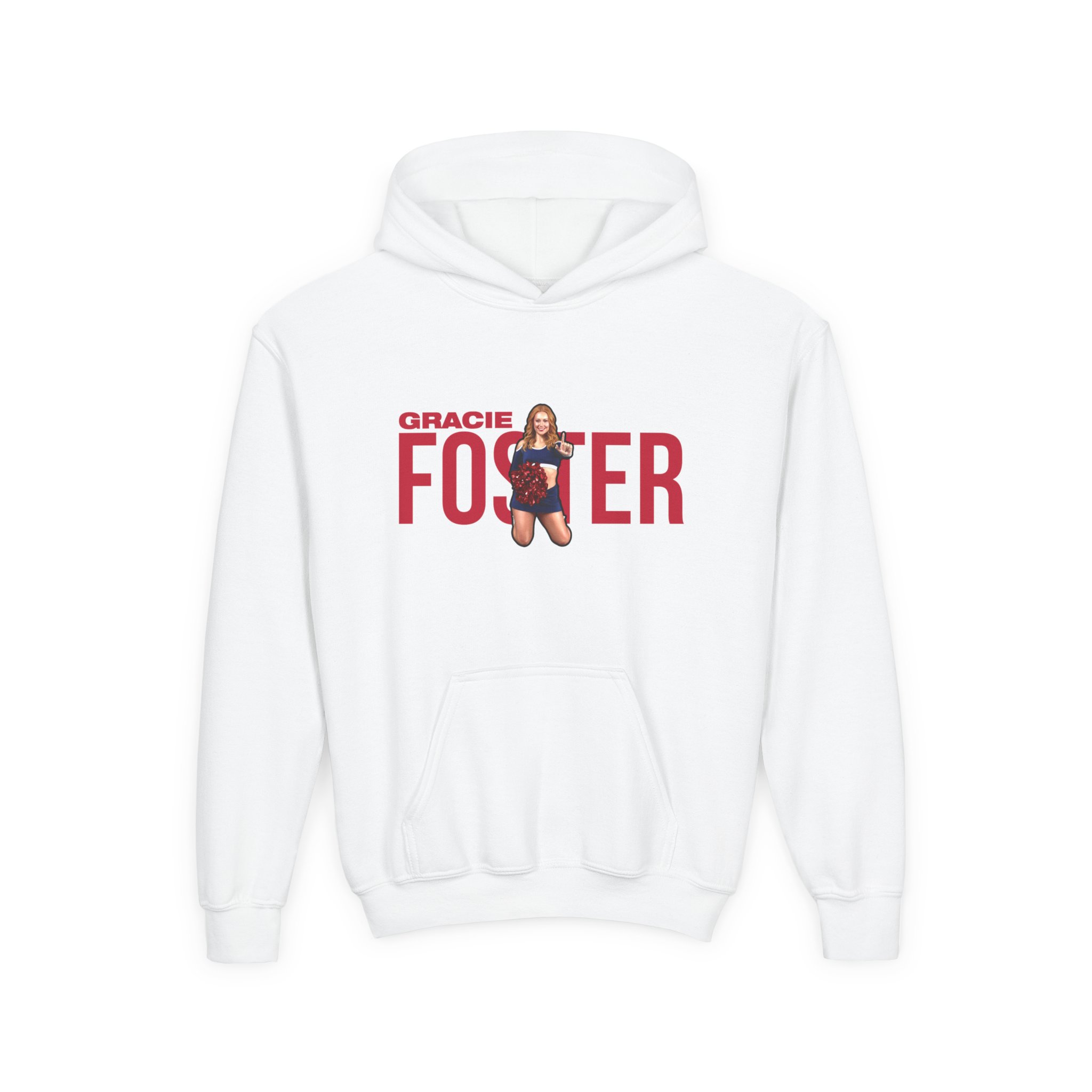 Youth Hoodie — character_player_name in White