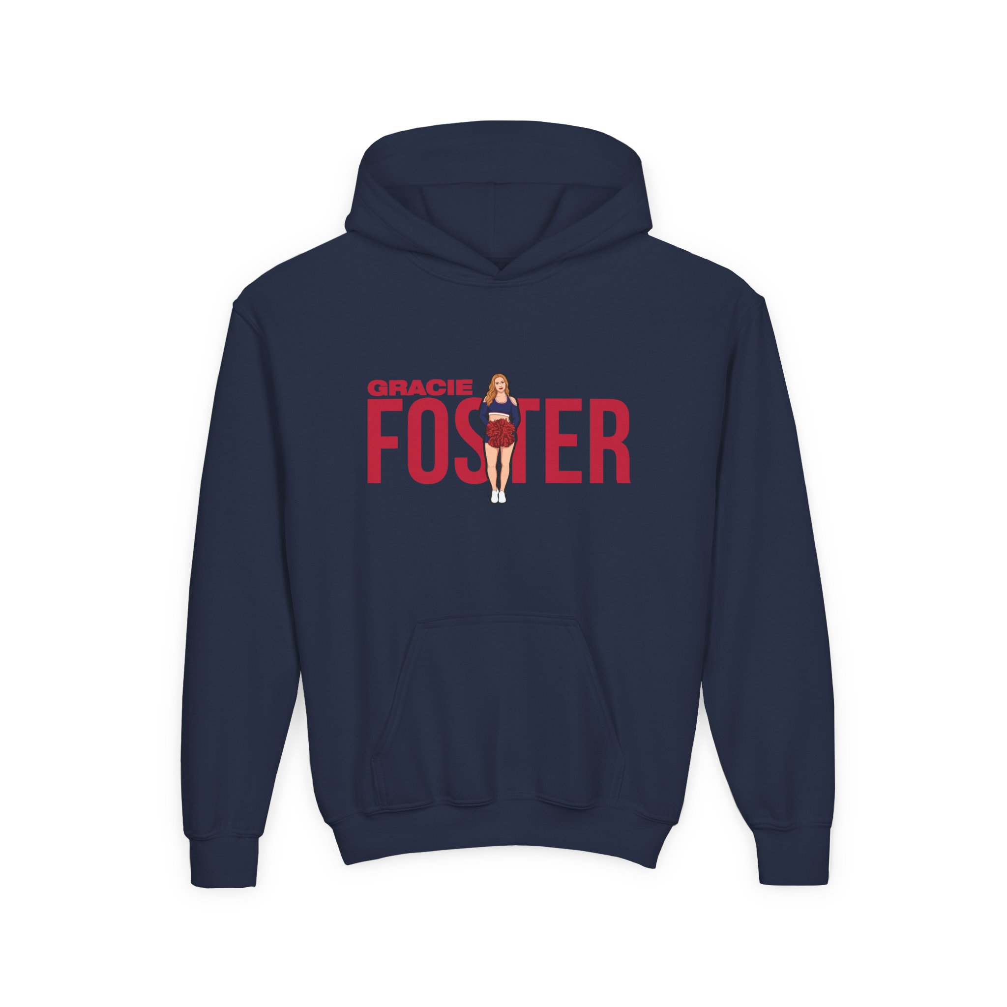 Youth Hoodie — character_player_name in Navy