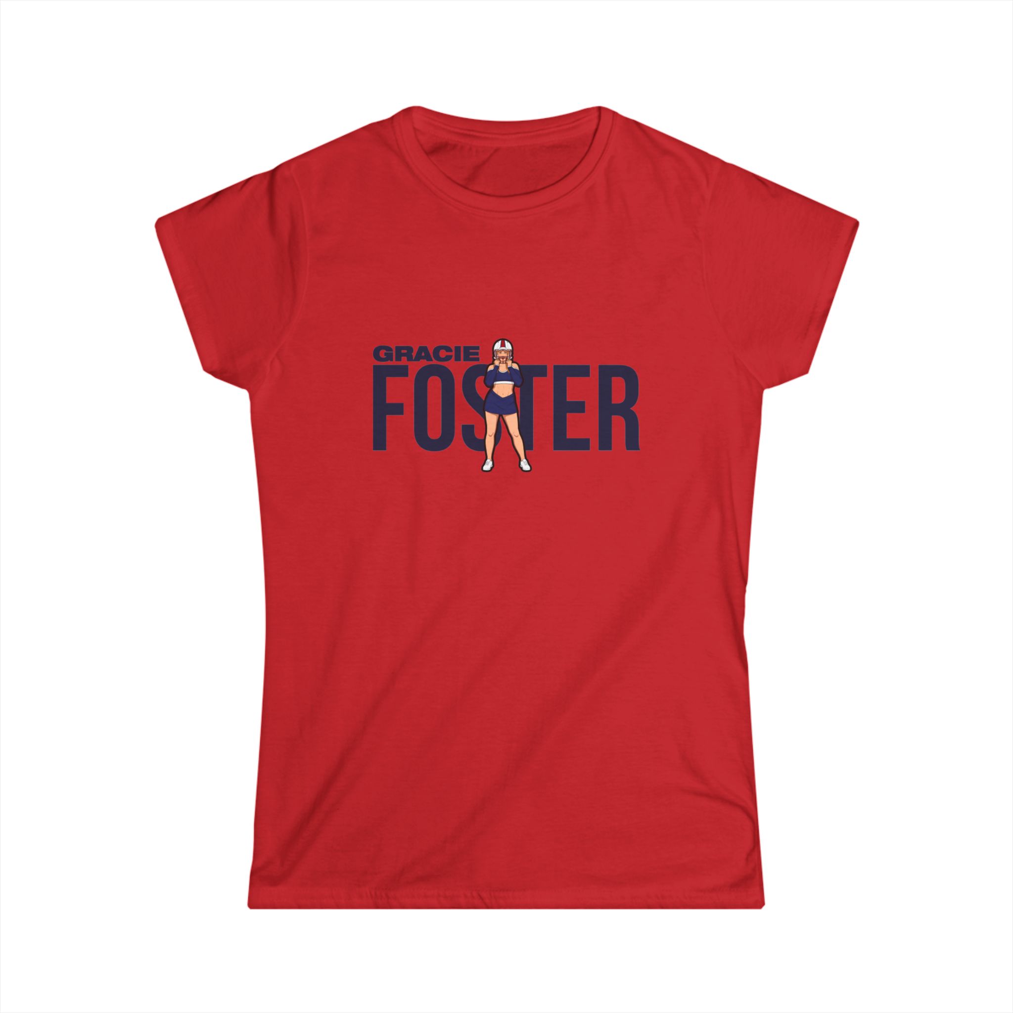 Women's Softstyle Tee — character_player_name in Red