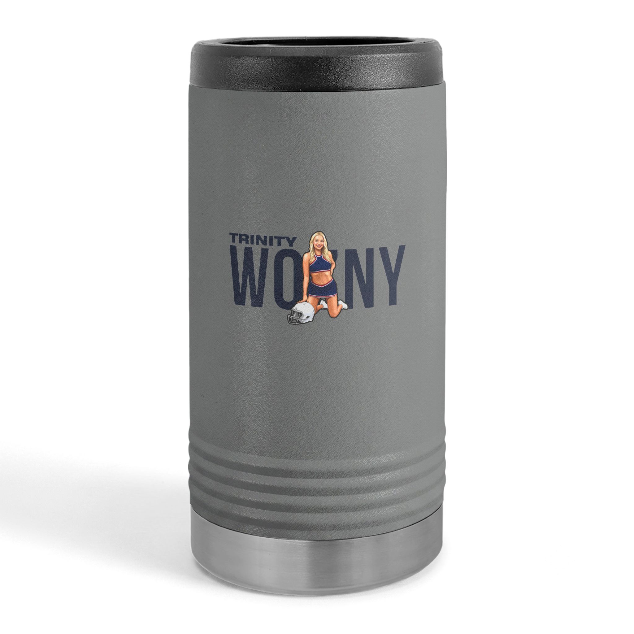 Slim Stainless Can Cooler — character_player_name in Grey