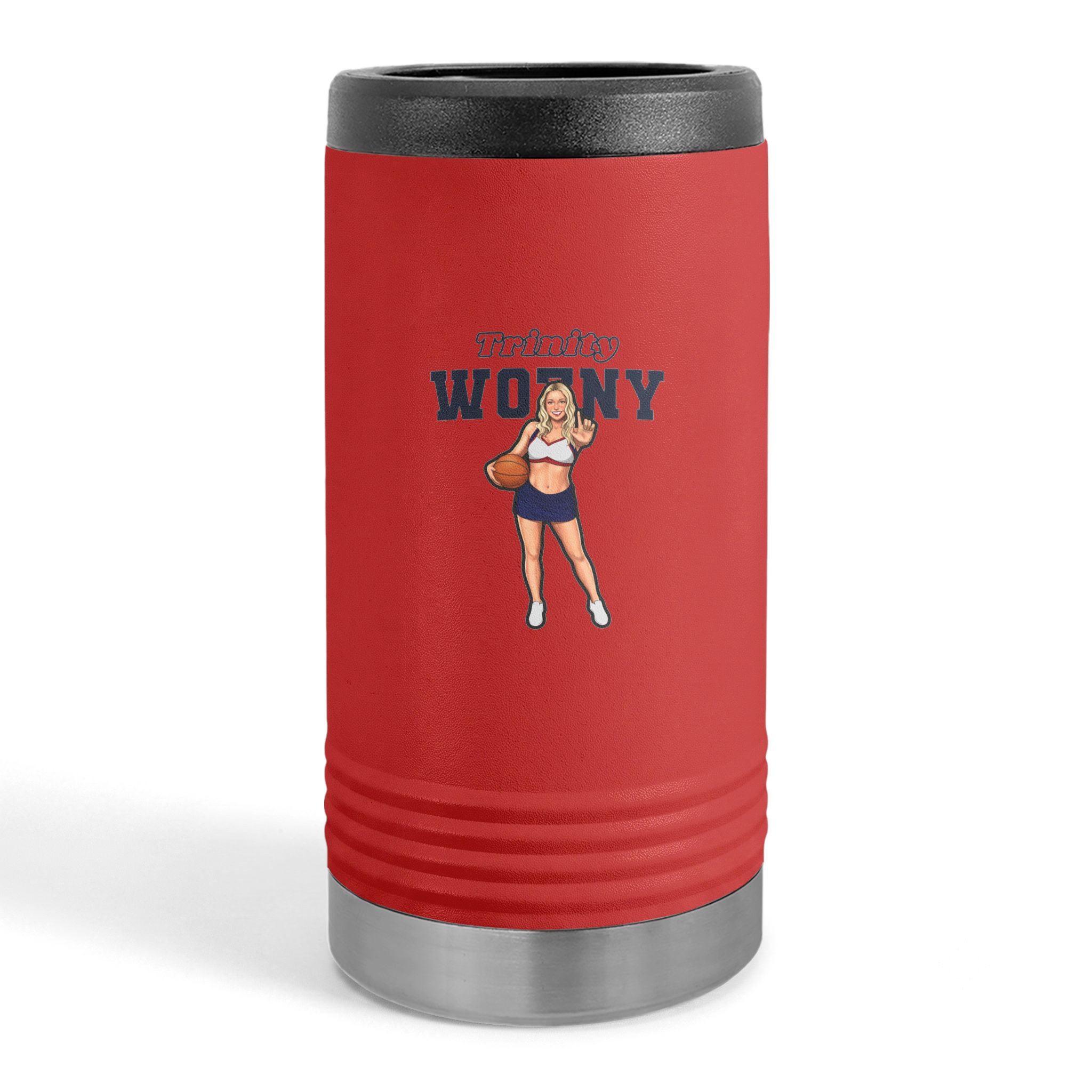 Slim Stainless Can Cooler — character_name_arch in Red