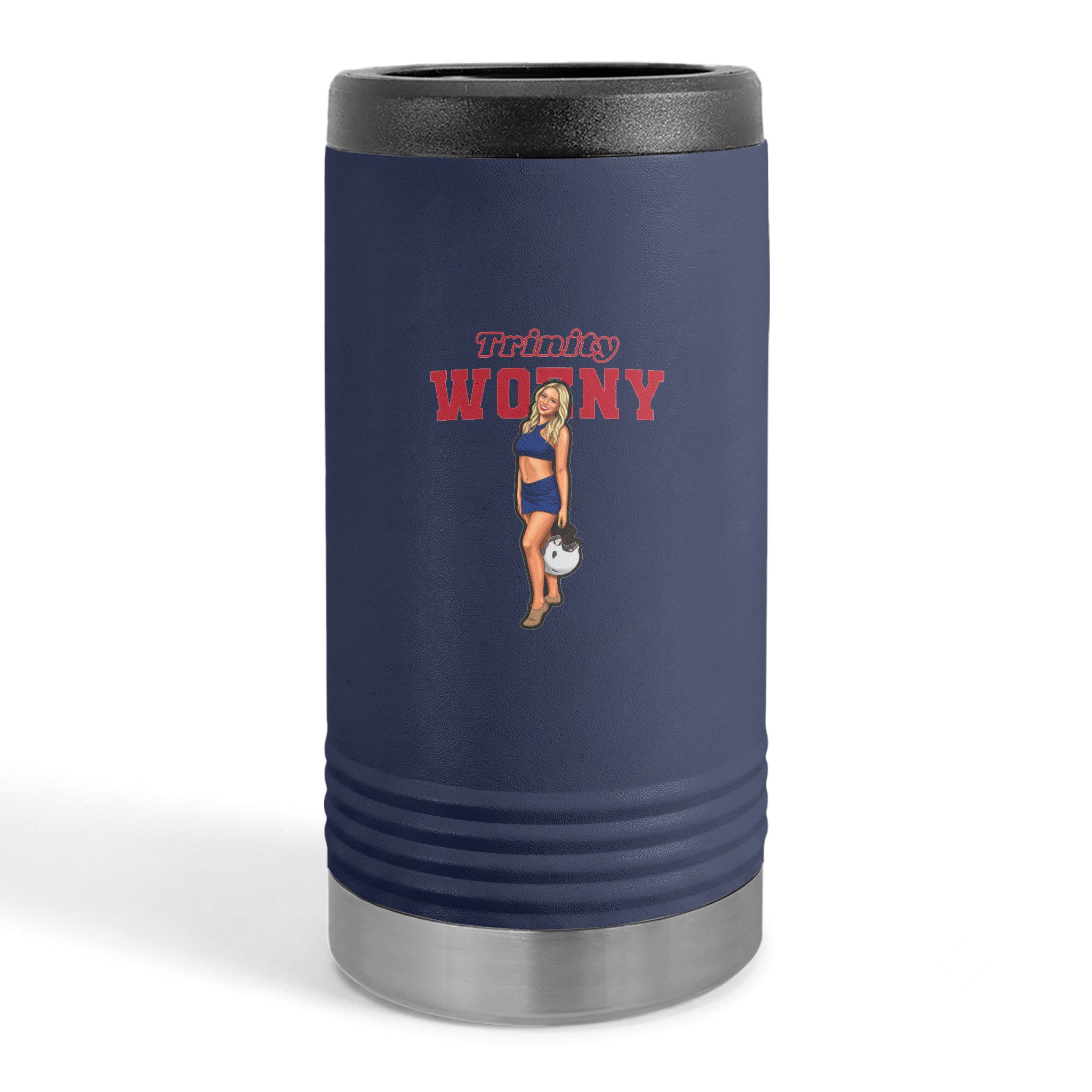 Slim Stainless Can Cooler — character_name_arch in Navy