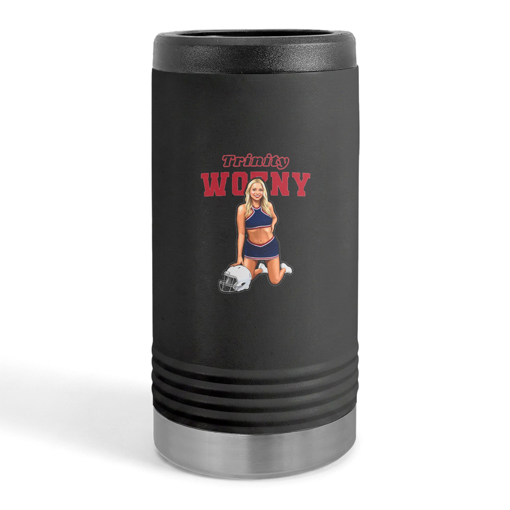 Slim Stainless Can Cooler — character_name_arch in Black