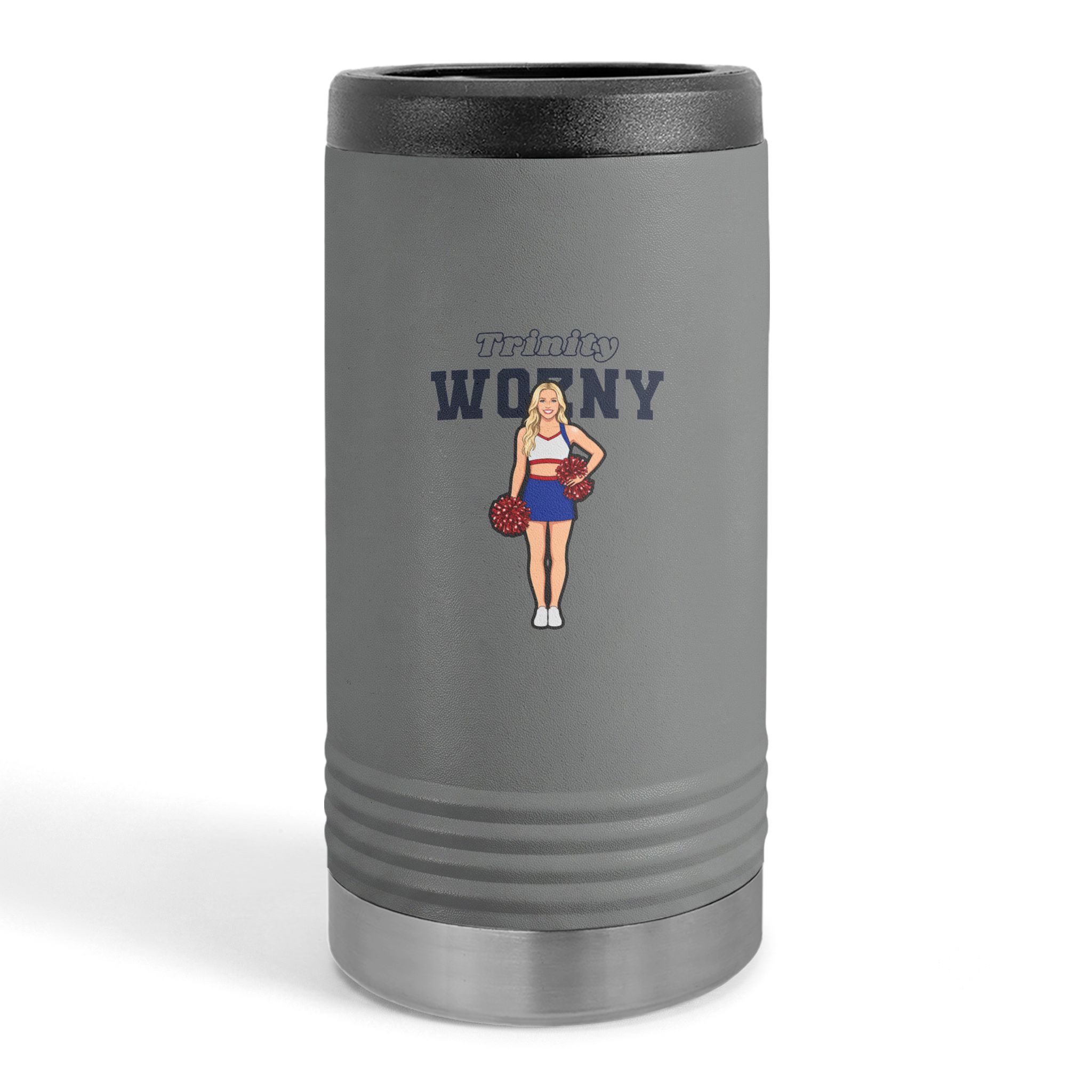 Slim Stainless Can Cooler — character_name_arch in Grey