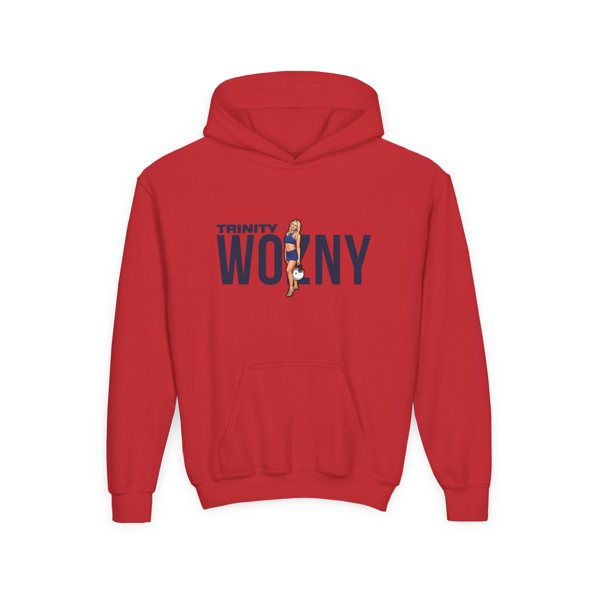 Youth Hoodie — character_player_name in Red
