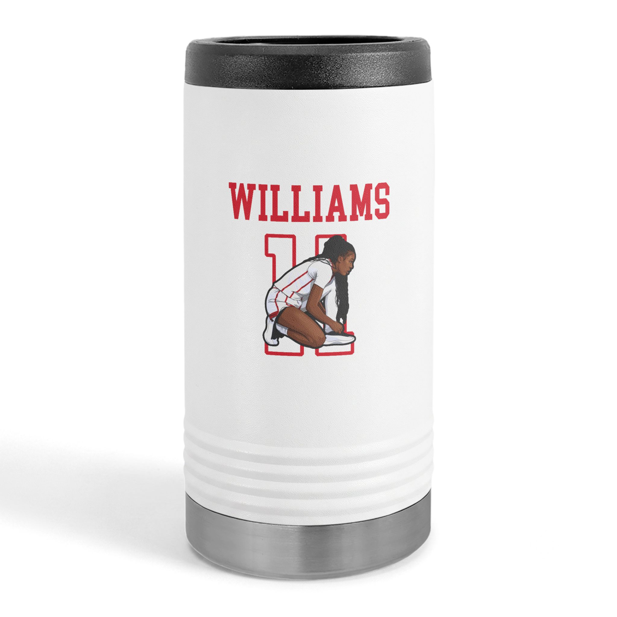 Slim Stainless Can Cooler — character_shirsey in White