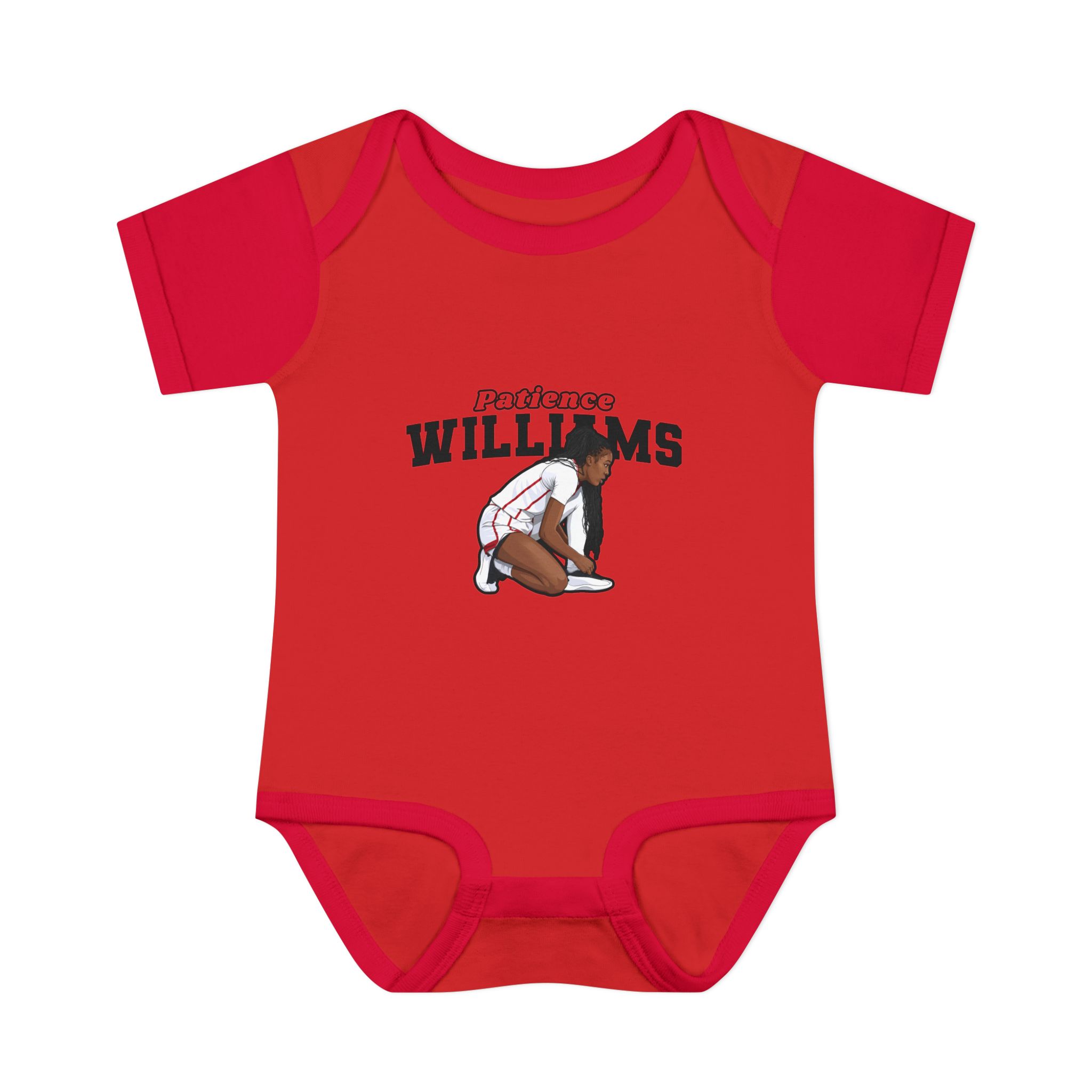 Baby Onesie — character_name_arch in Red