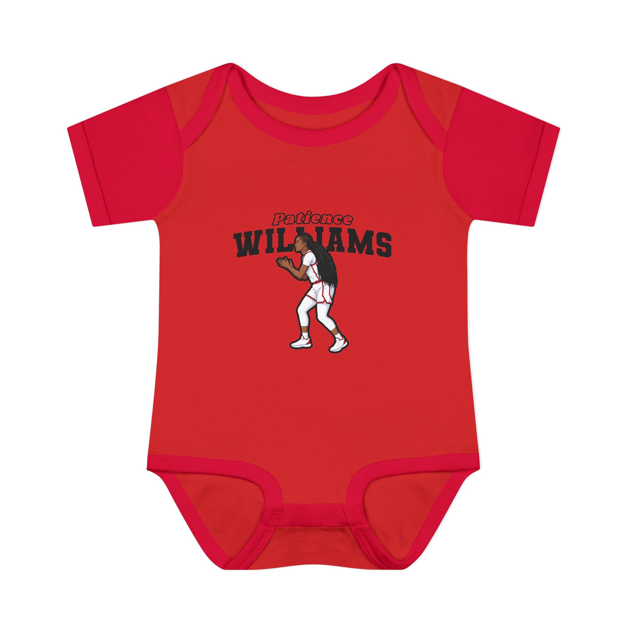Baby Onesie — character_name_arch in Red