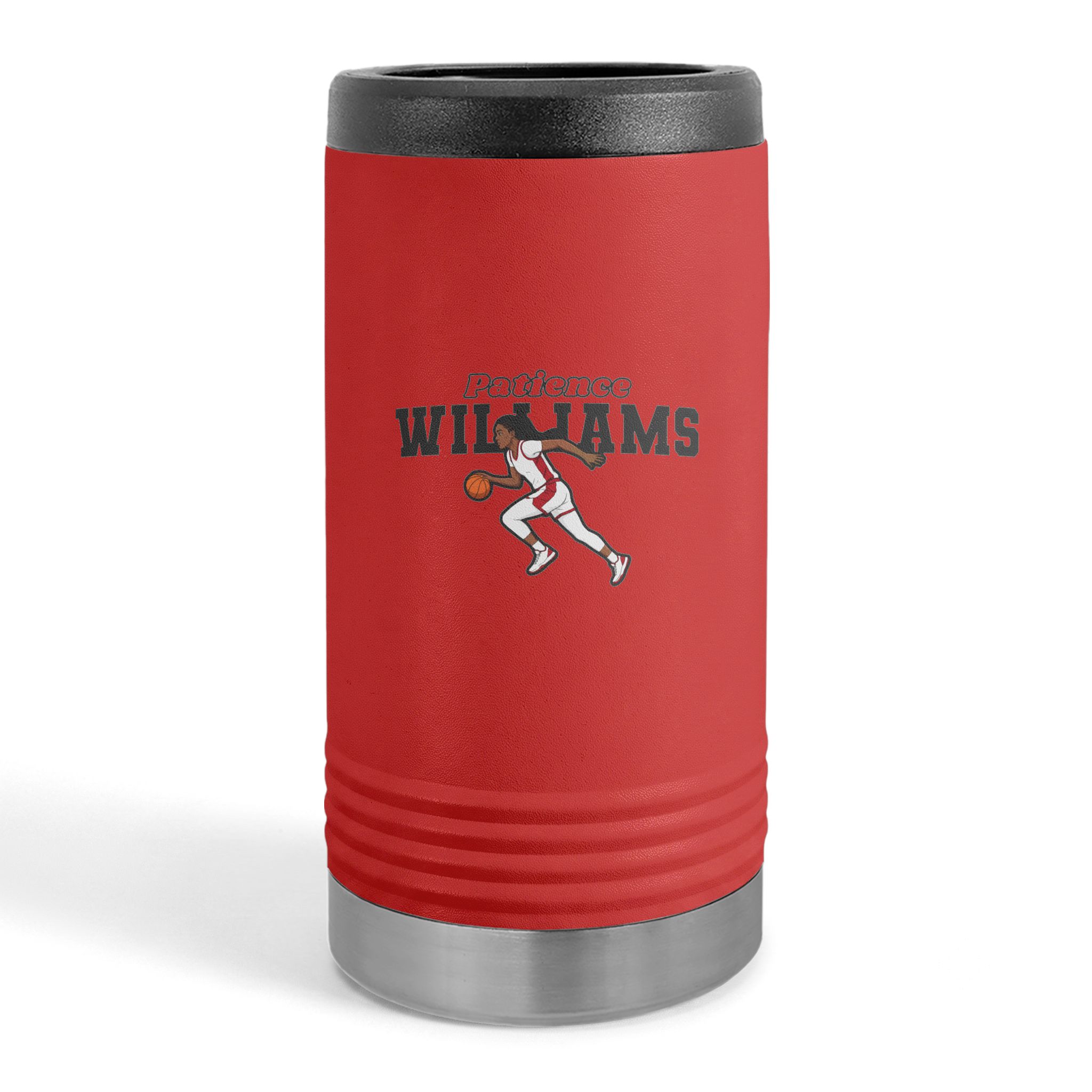 Slim Stainless Can Cooler — character_name_arch in Red