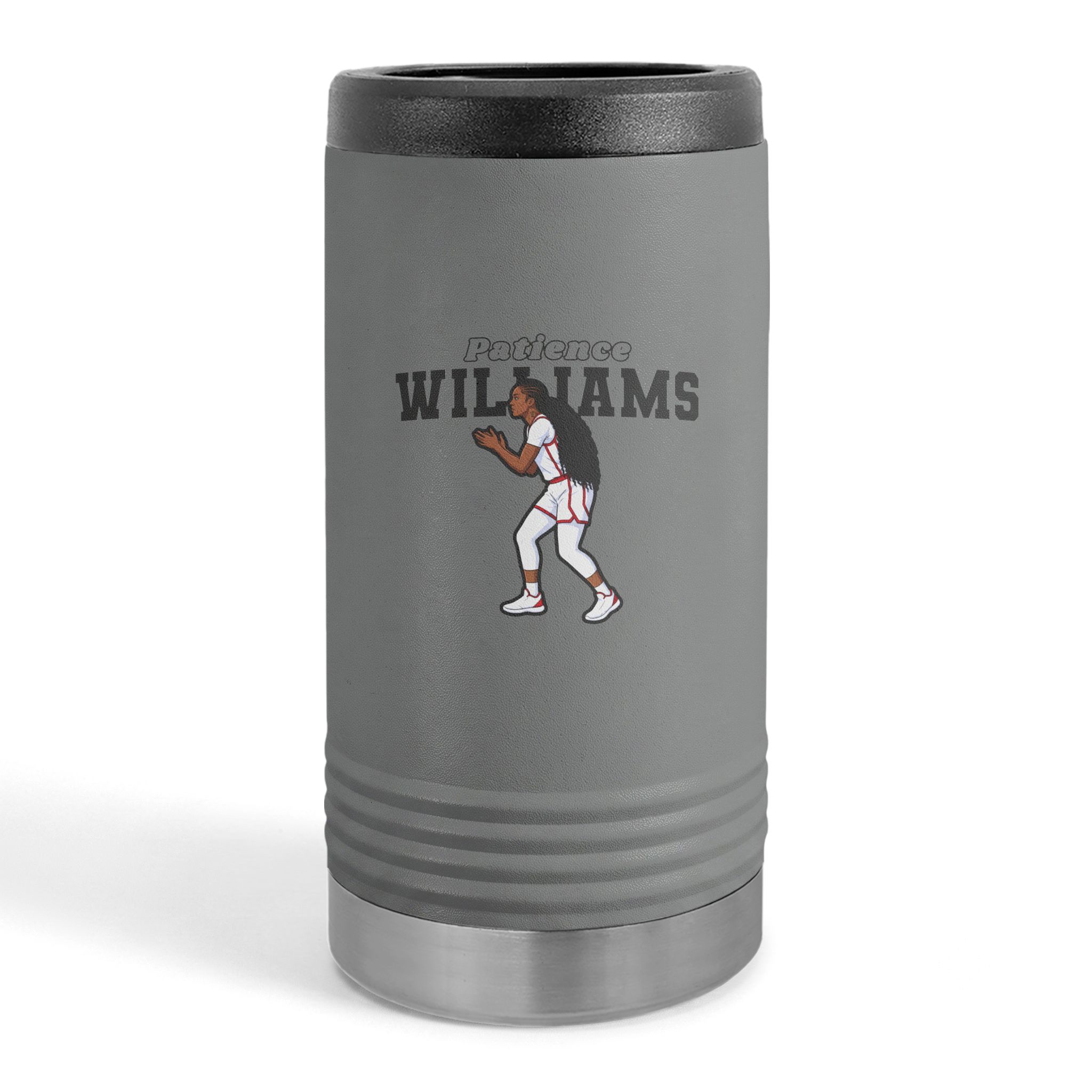 Slim Stainless Can Cooler — character_name_arch in Grey