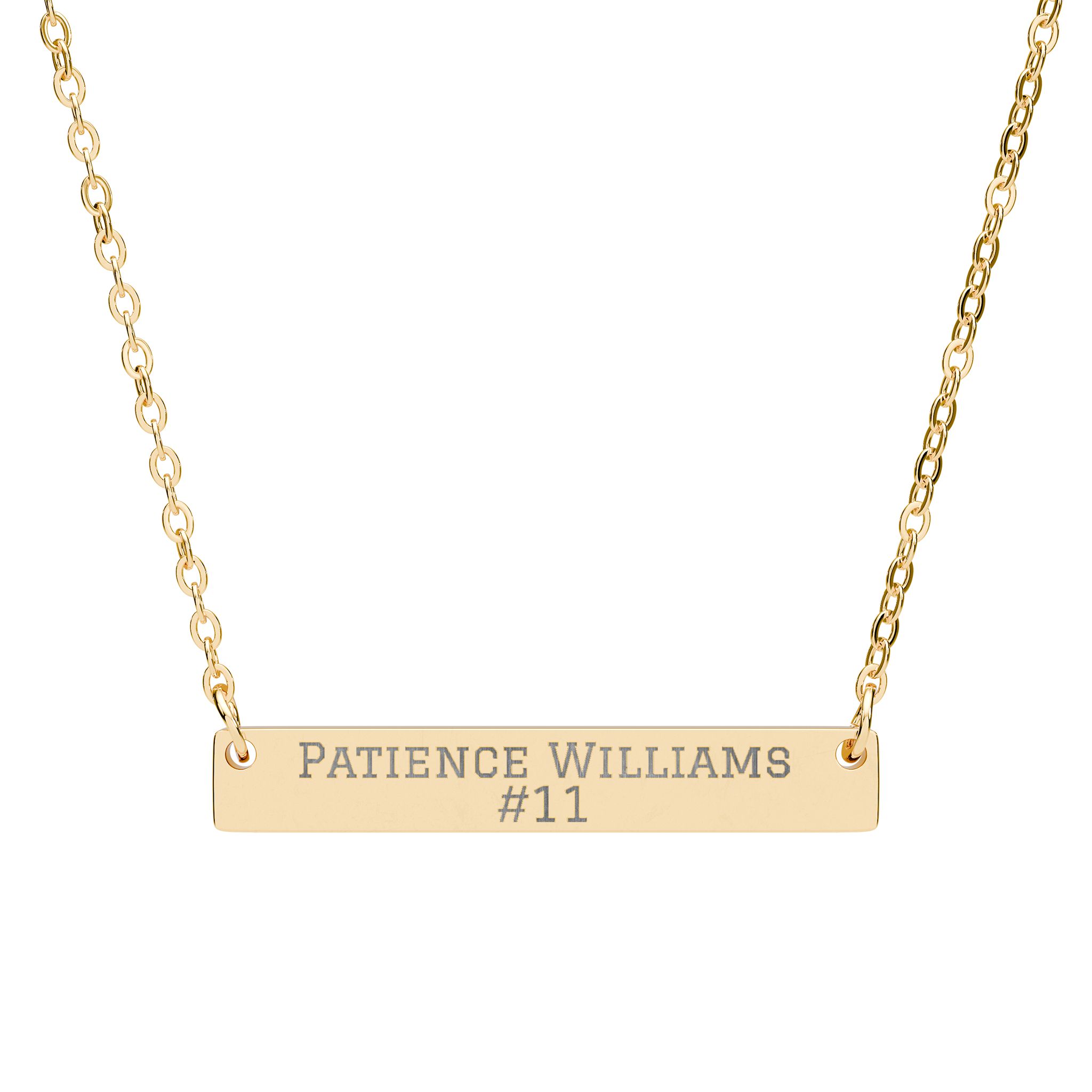 Engraved Bar Necklace — Name & Number in Gold