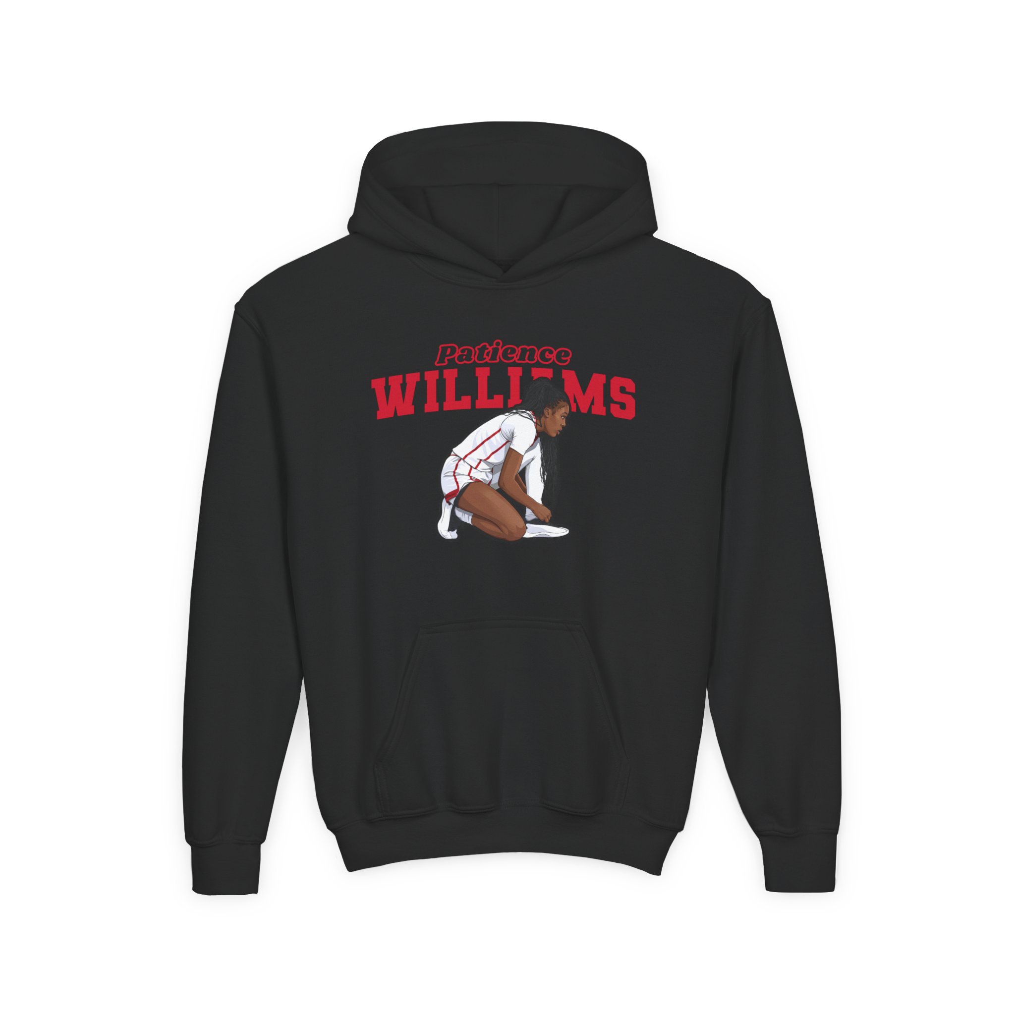 Youth Hoodie — character_name_arch in Black