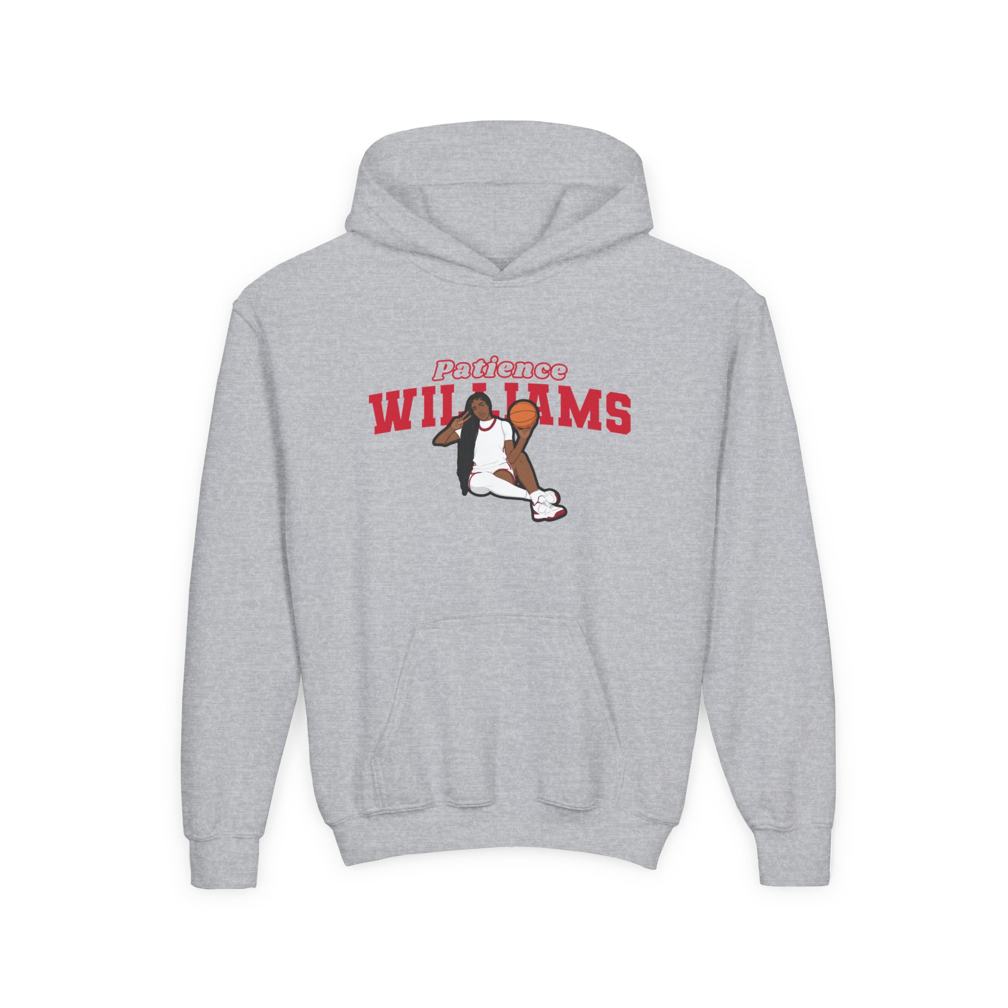 Youth Hoodie — character_name_arch in Grey