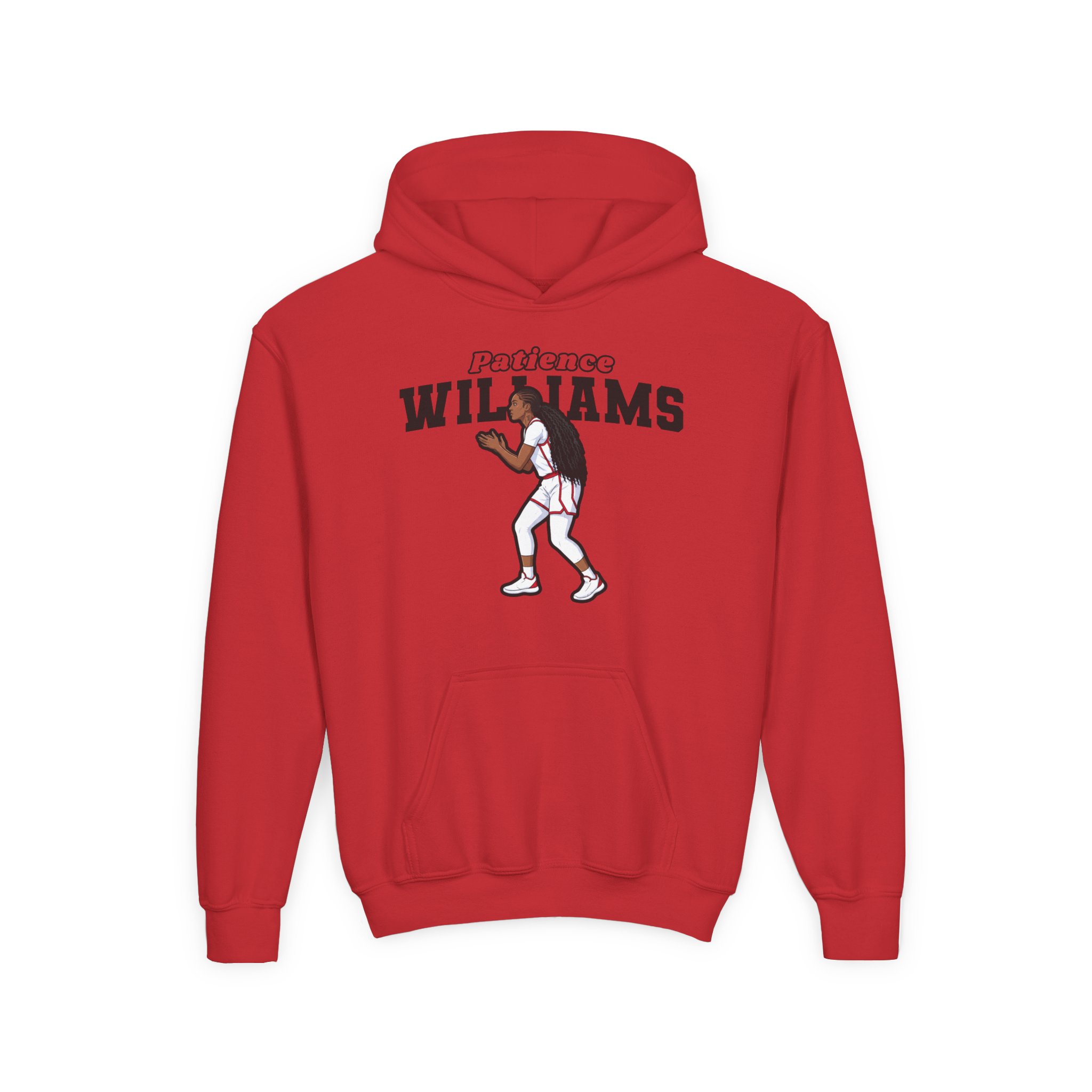 Youth Hoodie — character_name_arch in Red