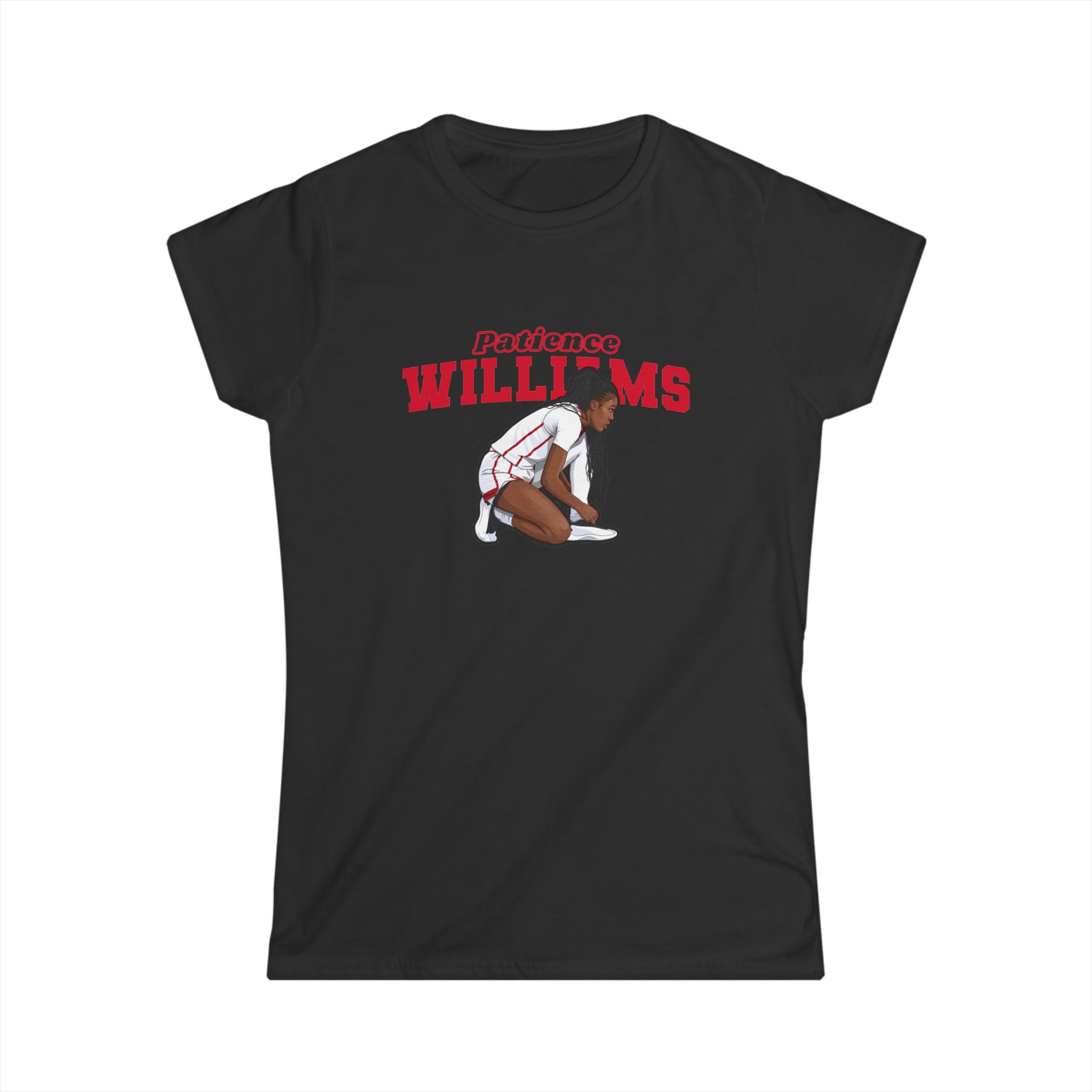 Women's Softstyle Tee — character_name_arch in Black