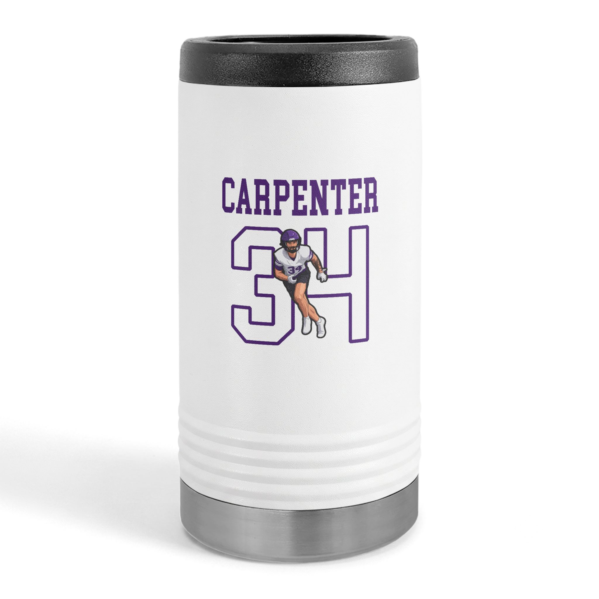 Slim Stainless Can Cooler — character_shirsey in White