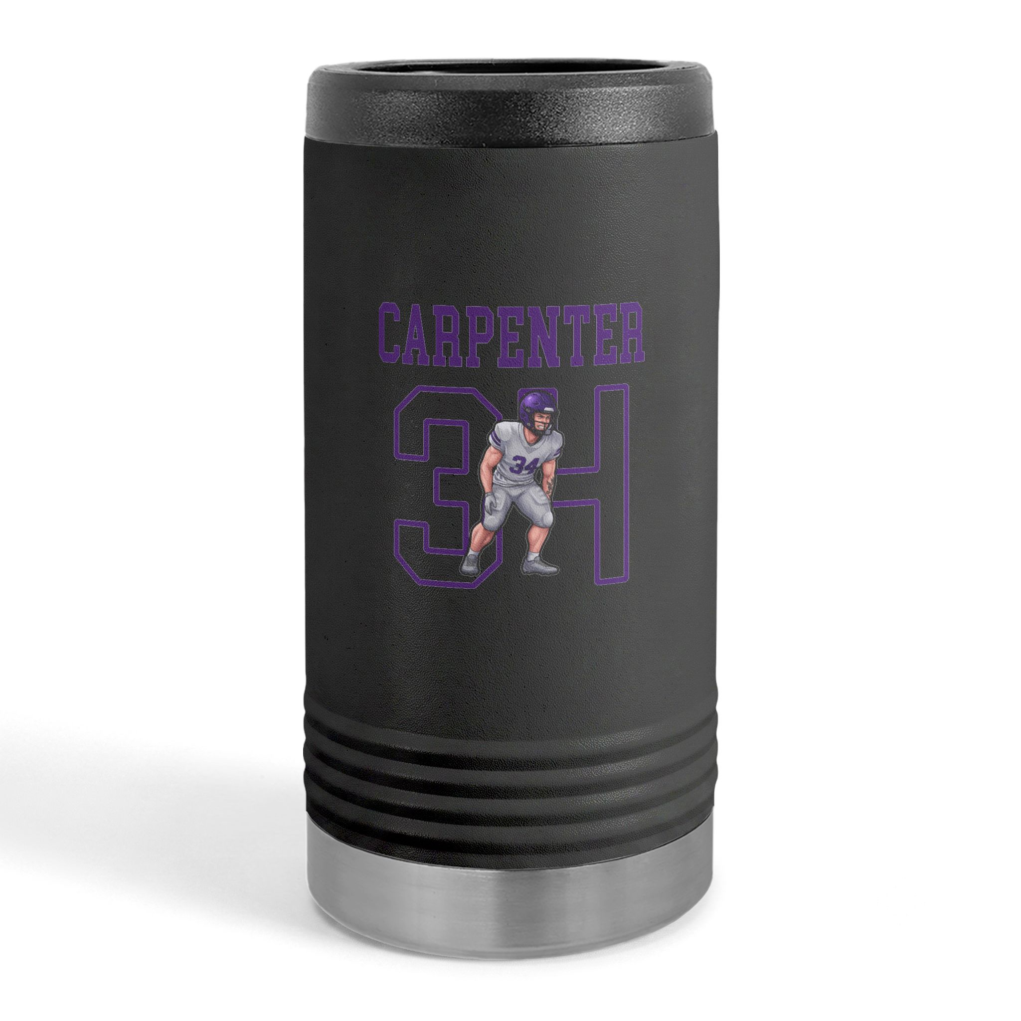 Slim Stainless Can Cooler — character_shirsey in Black