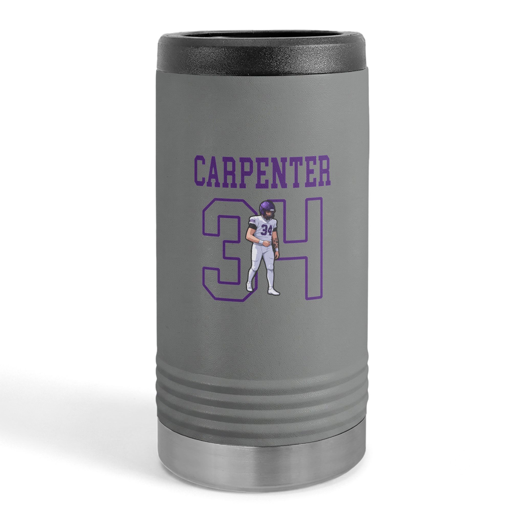 Slim Stainless Can Cooler — character_shirsey in Grey