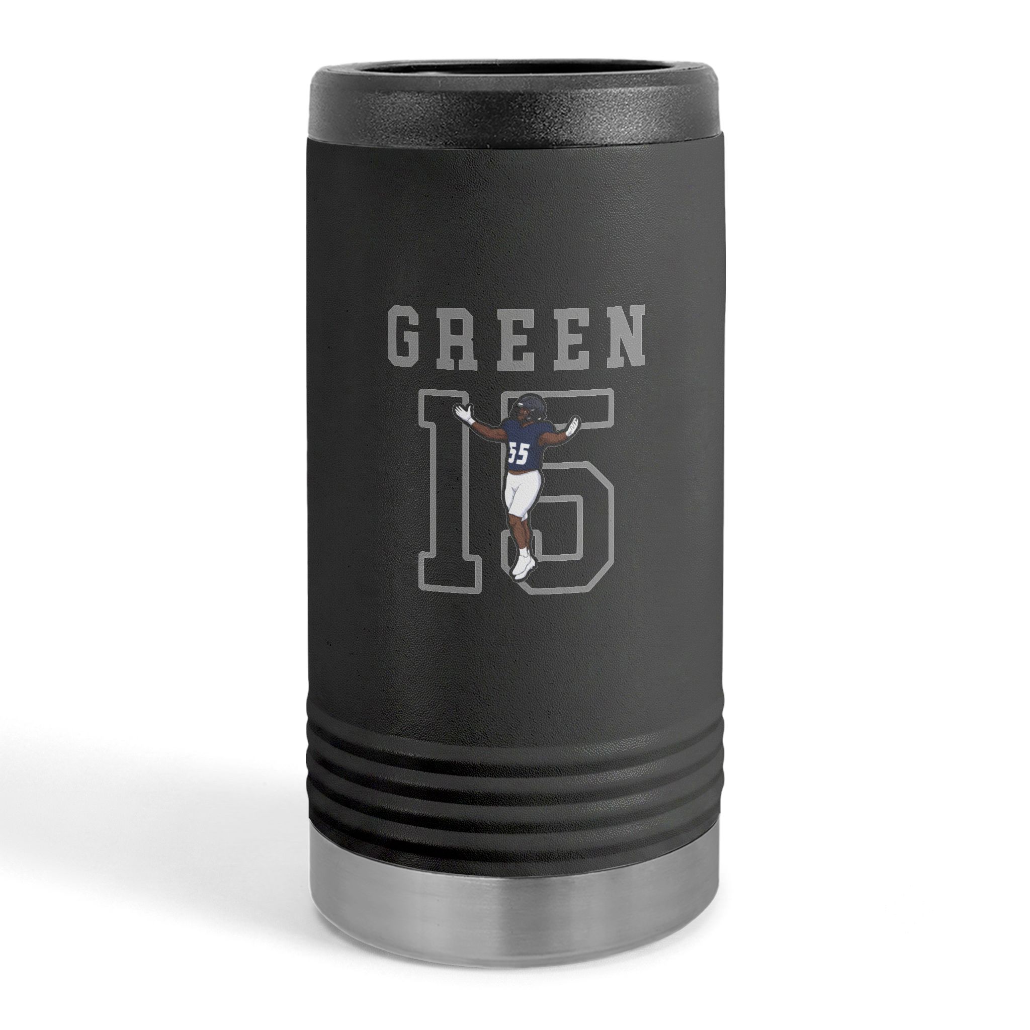 Slim Stainless Can Cooler — character_shirsey in Black