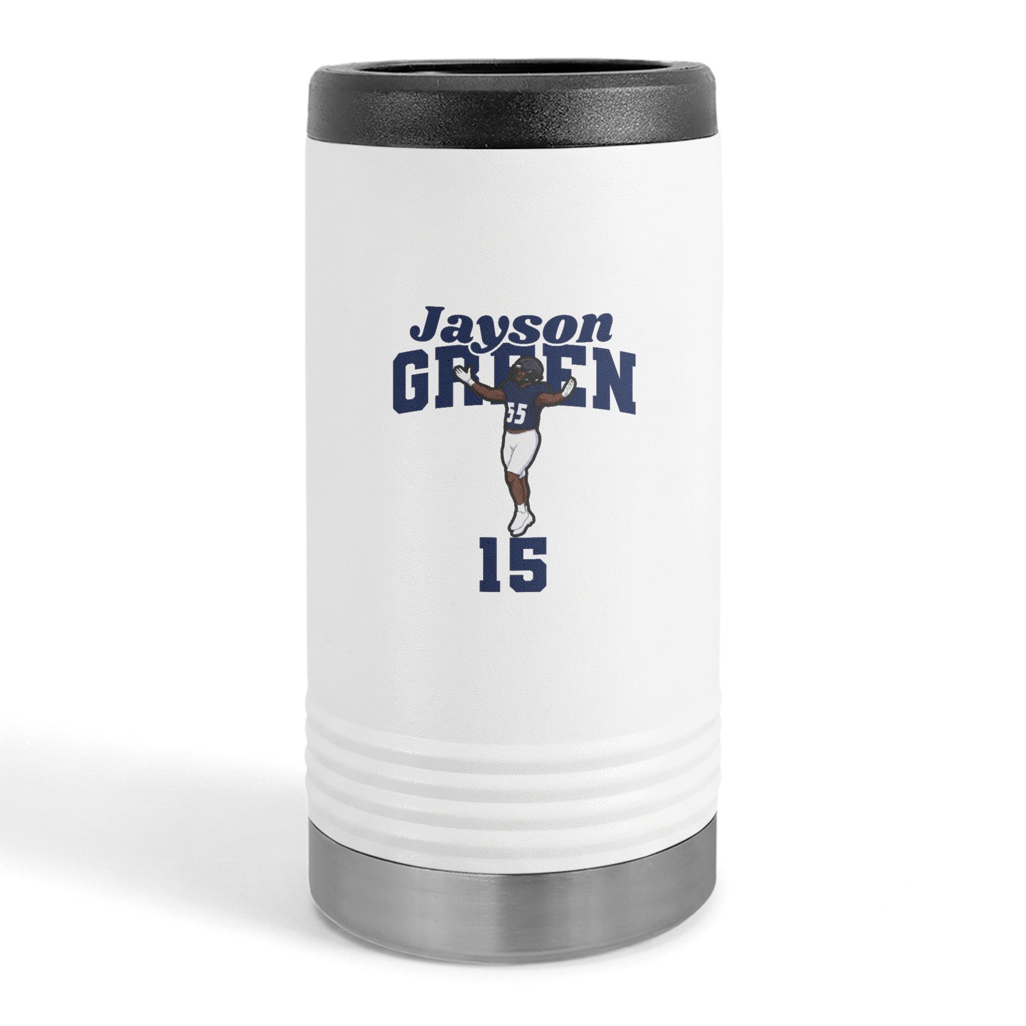 Slim Stainless Can Cooler — character_signature_arch in White