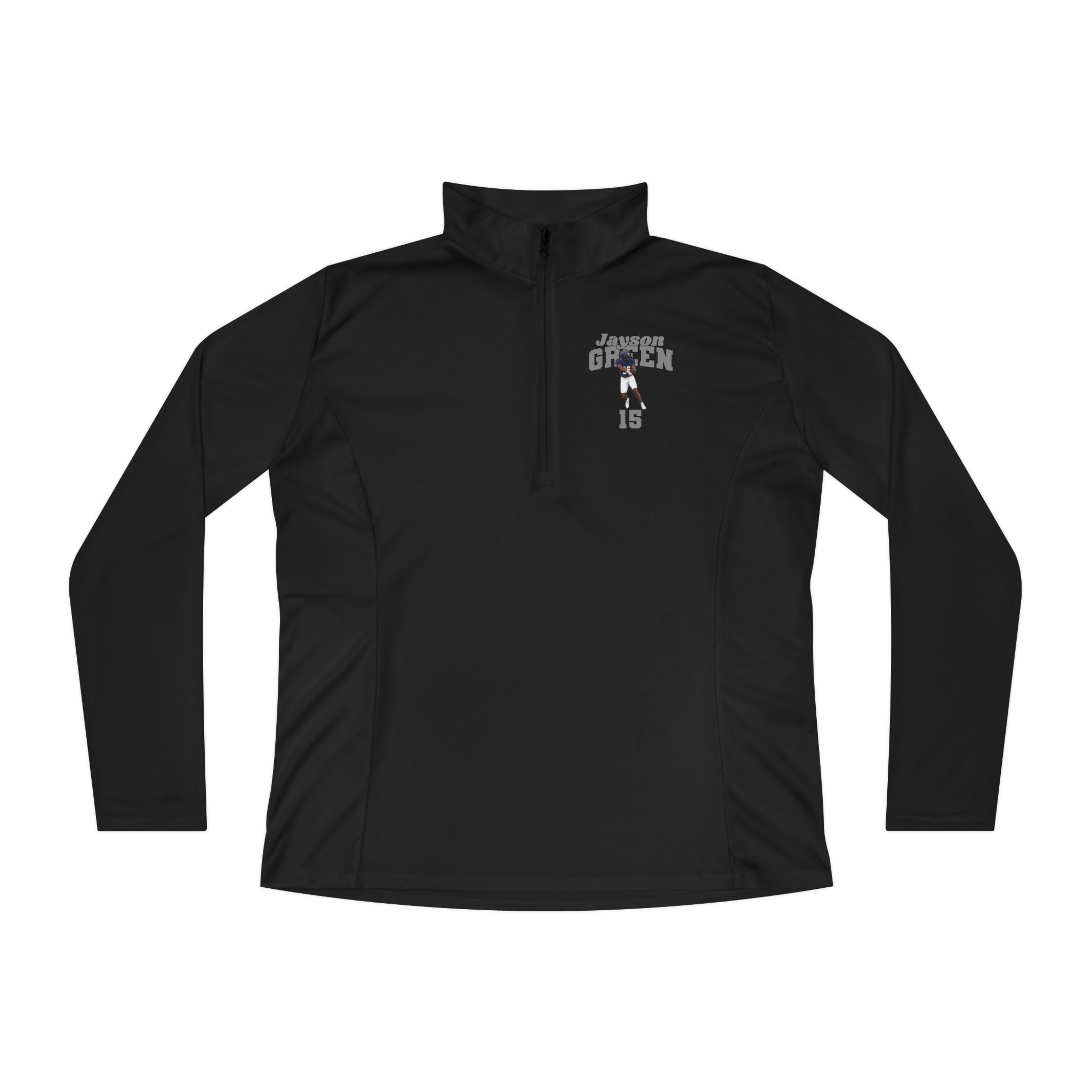 Women's Q-Zip Pullover — character_signature_arch in Black