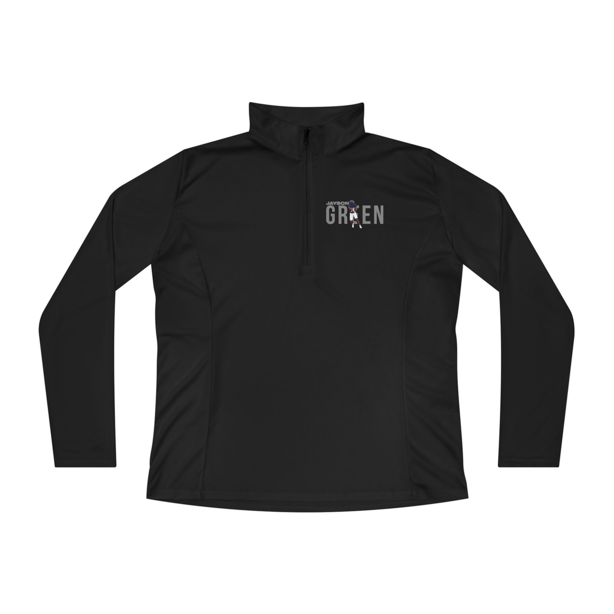 Women's Q-Zip Pullover — character_player_name in Black