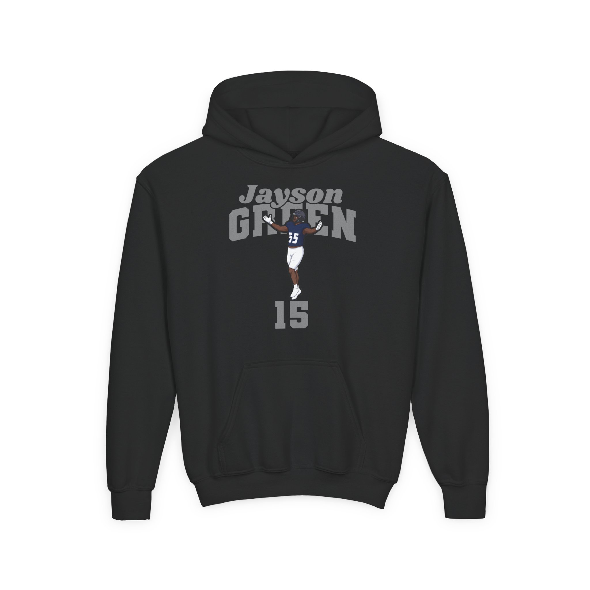 Youth Hoodie — character_signature_arch in Black