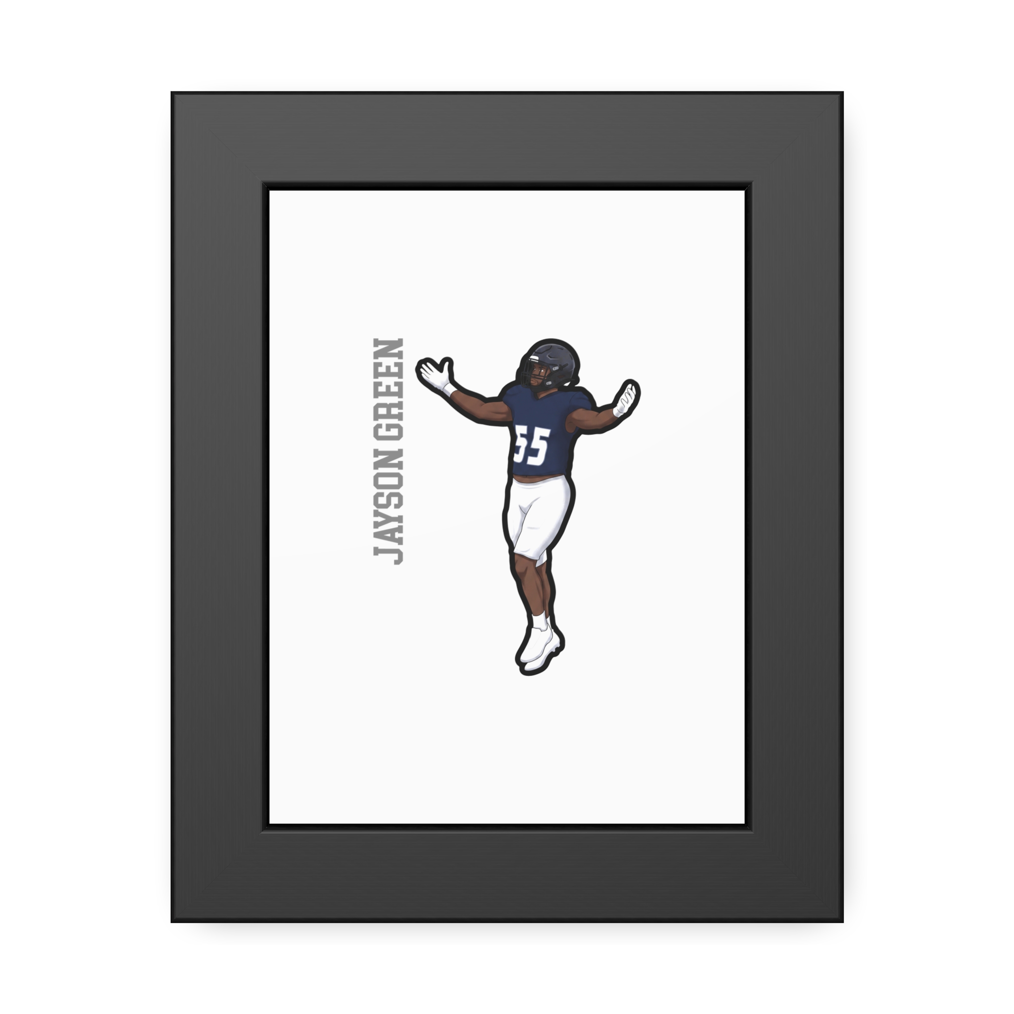 Framed Poster — character_name_vertical in Black