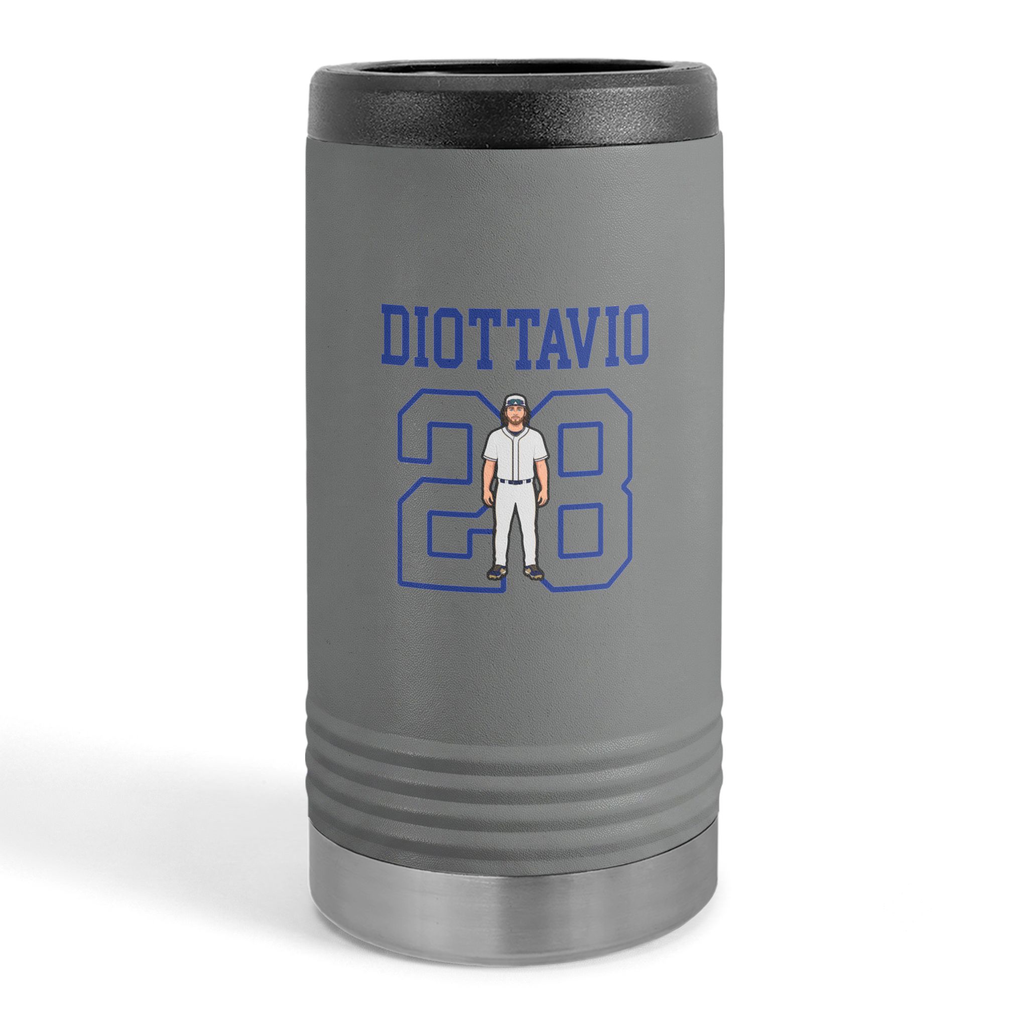 Slim Stainless Can Cooler — character_shirsey in Grey