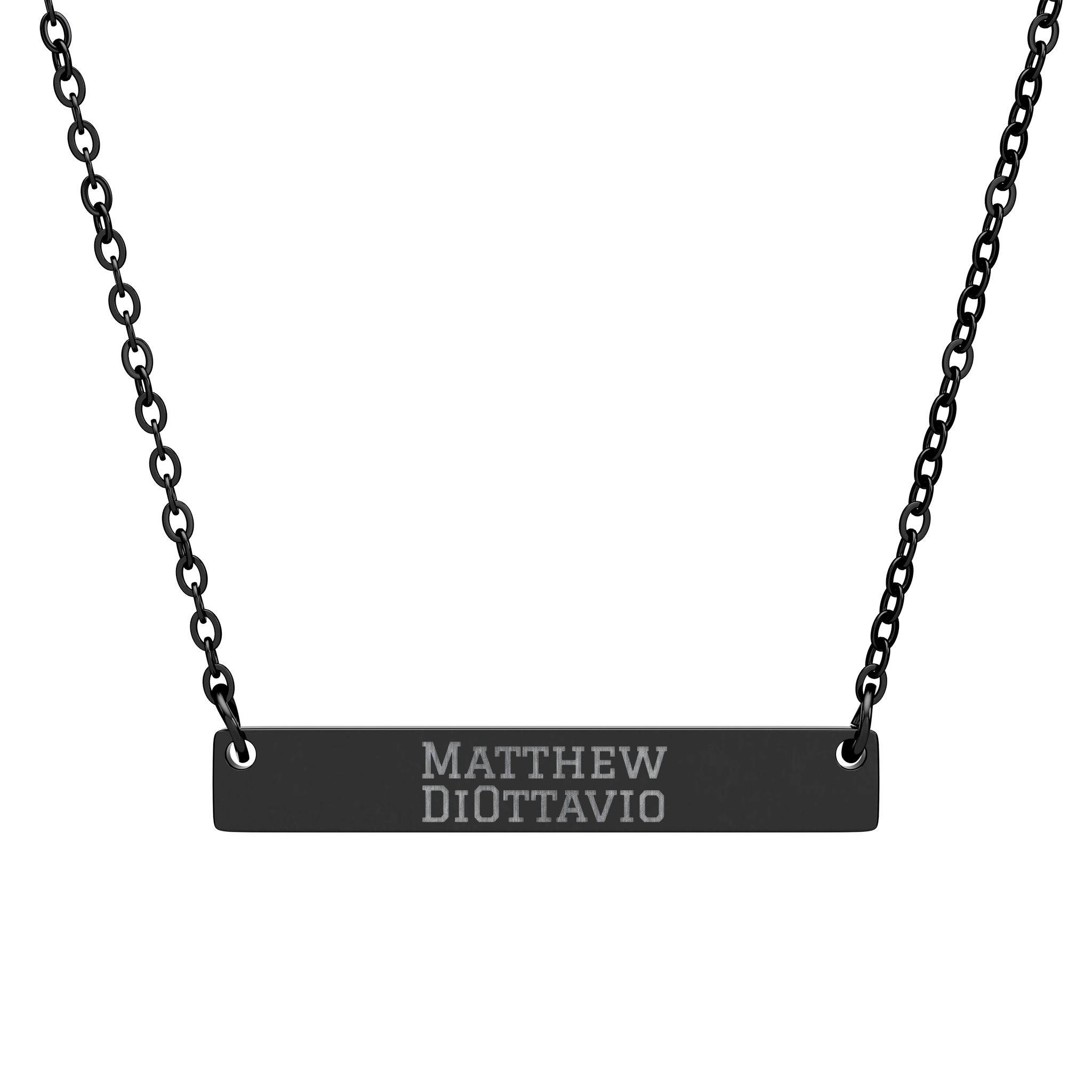 Engraved Bar Necklace — Classic in Black