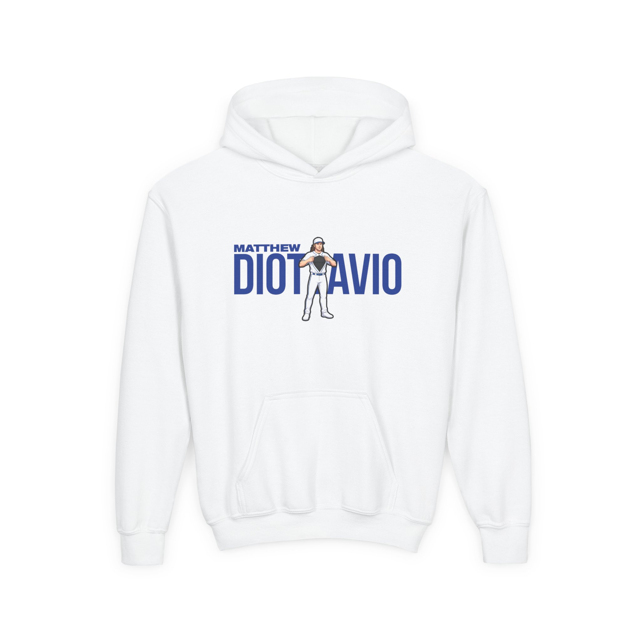 Youth Hoodie — character_player_name in White