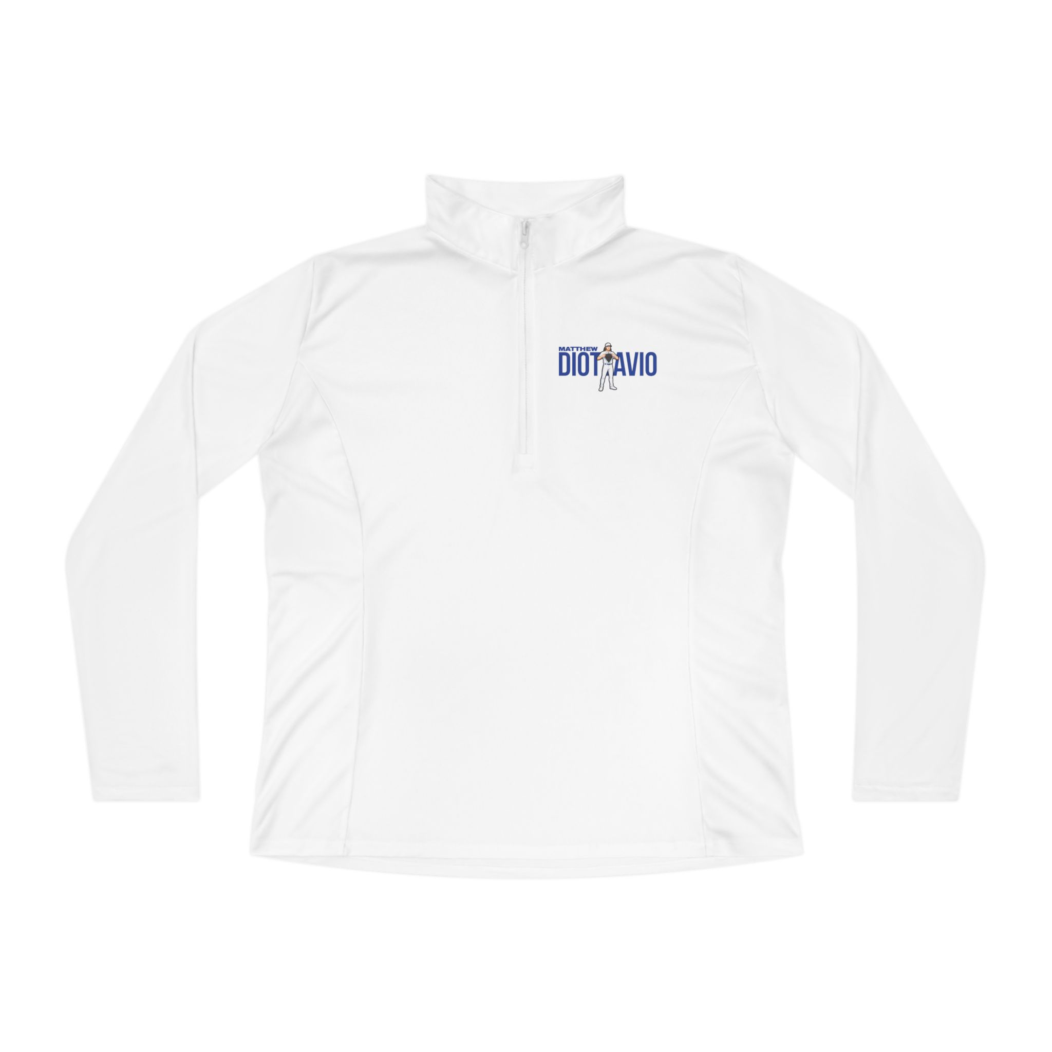 Women's Q-Zip Pullover — character_player_name in White