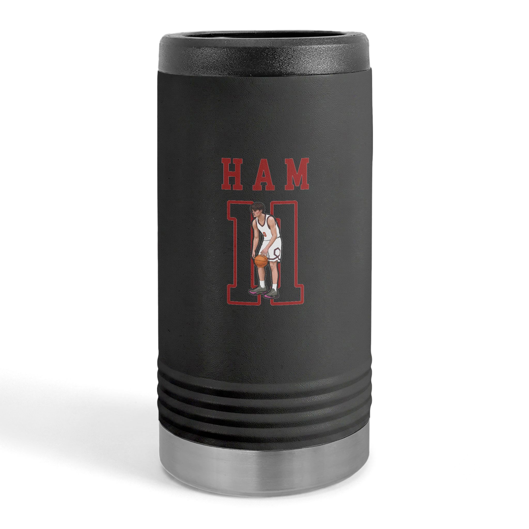 Slim Stainless Can Cooler — character_shirsey in Black