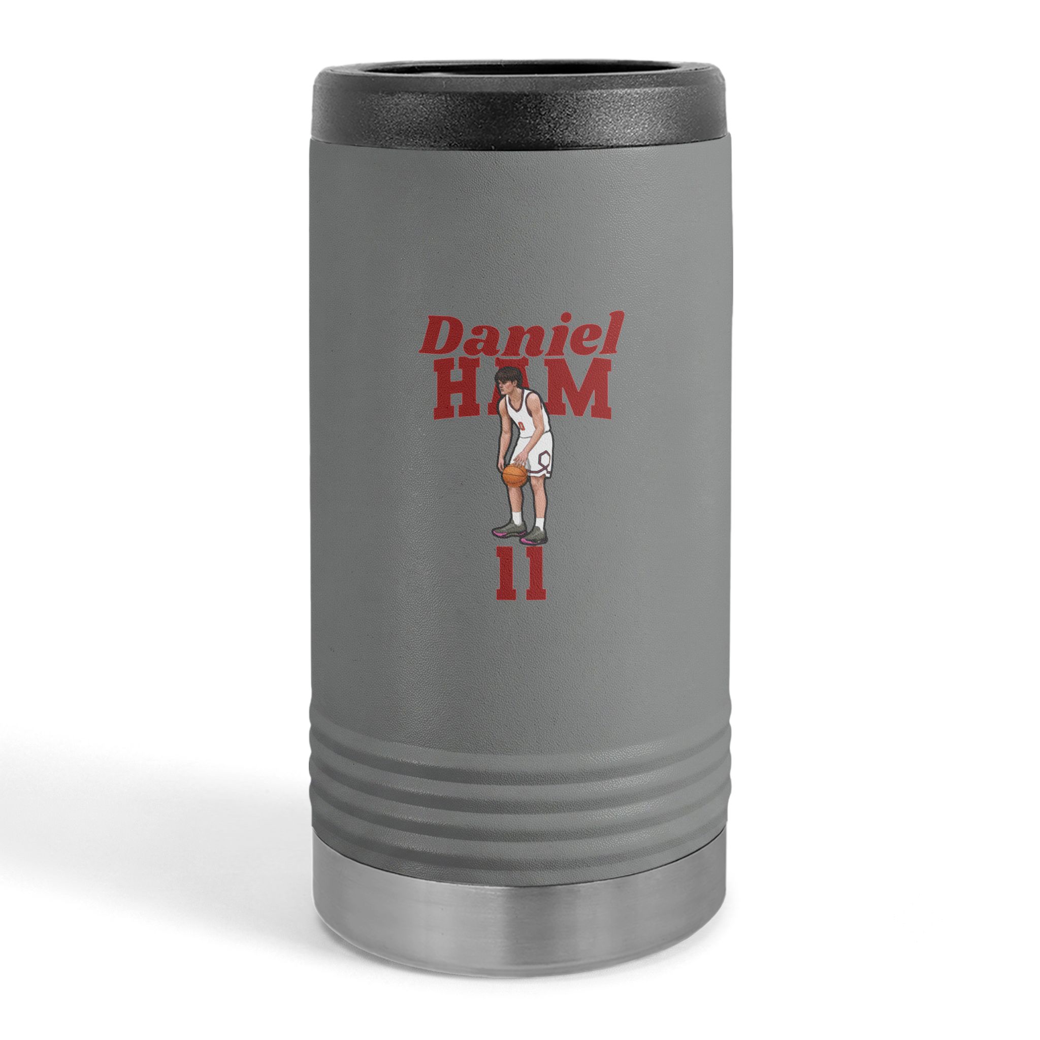 Slim Stainless Can Cooler — character_signature_arch in Grey