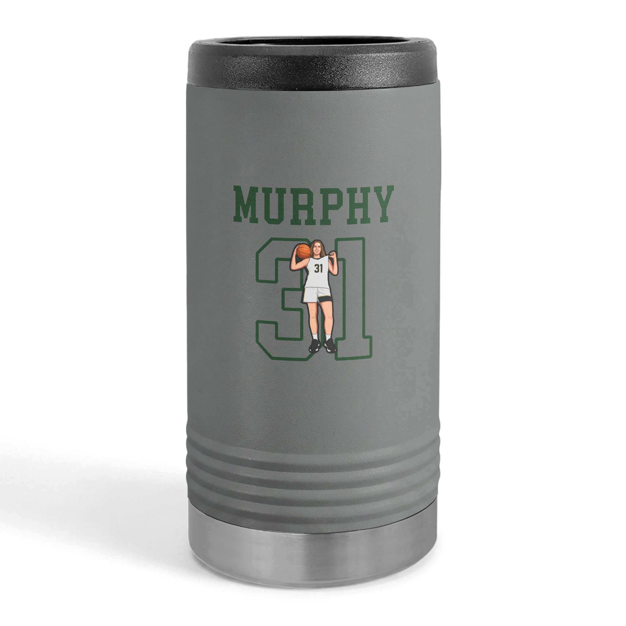 Slim Stainless Can Cooler — character_shirsey in Grey