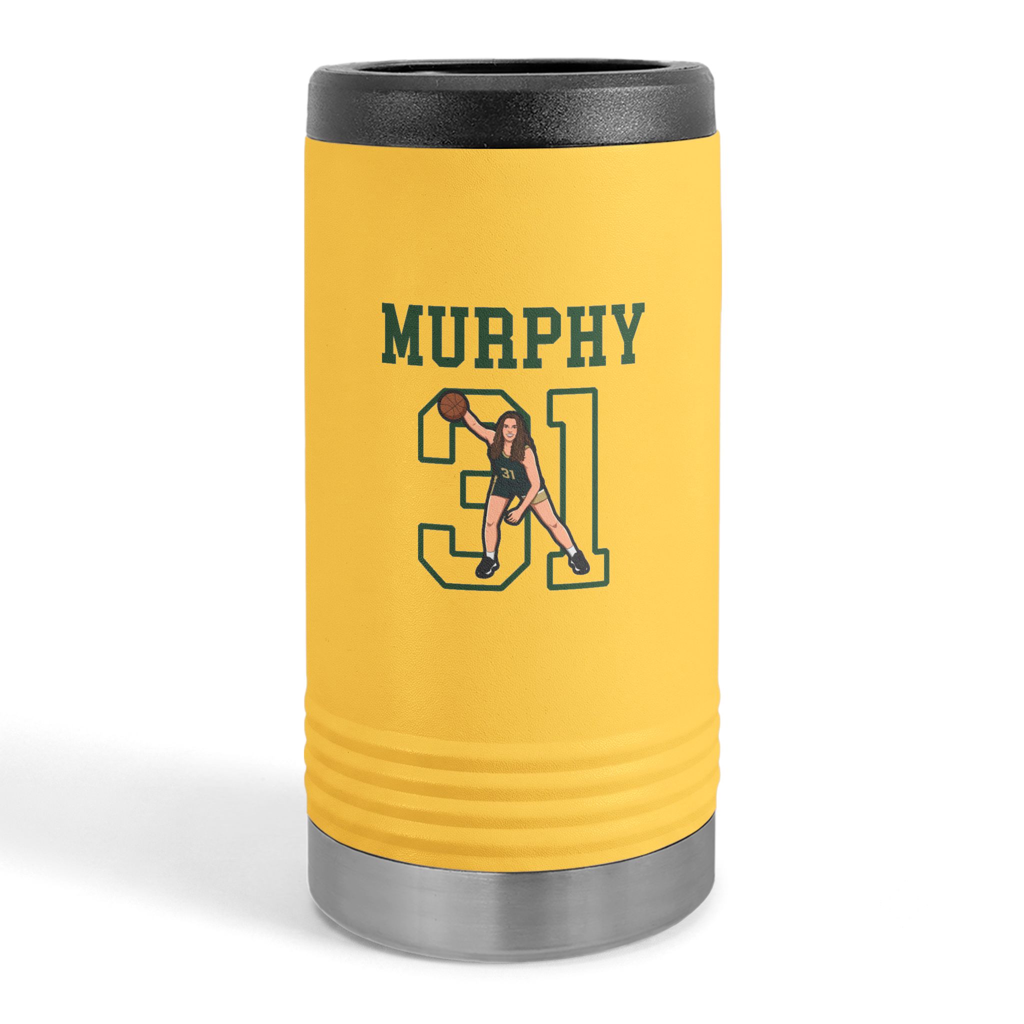 Slim Stainless Can Cooler — character_shirsey in Yellow