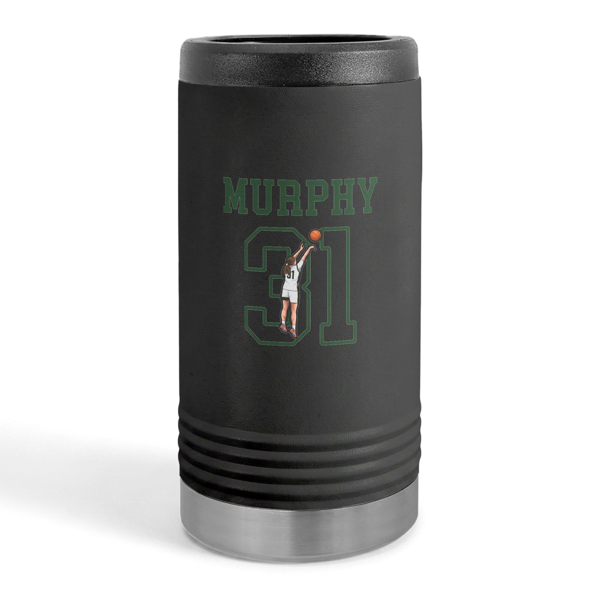 Slim Stainless Can Cooler — character_shirsey in Black
