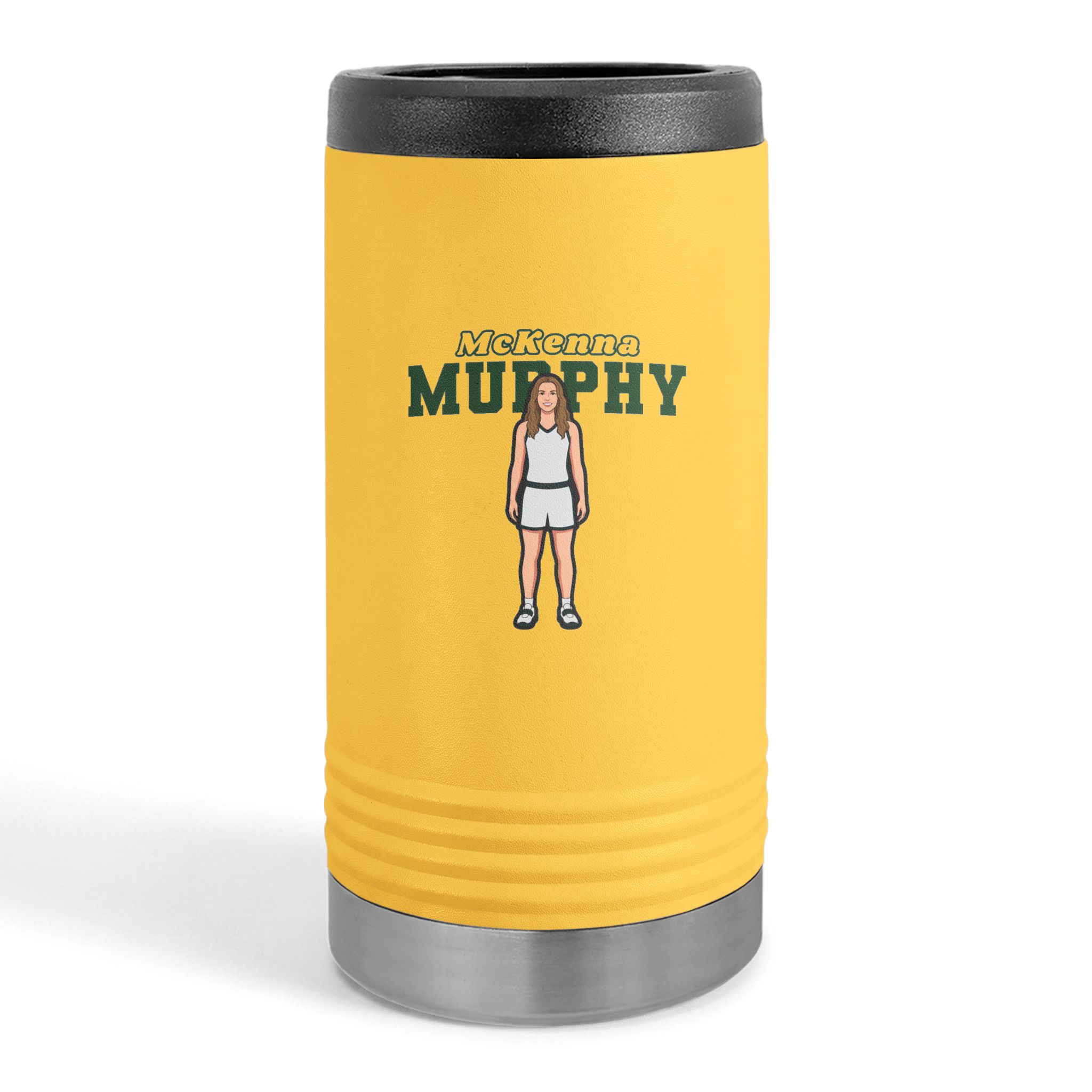 Slim Stainless Can Cooler — character_name_arch in Yellow