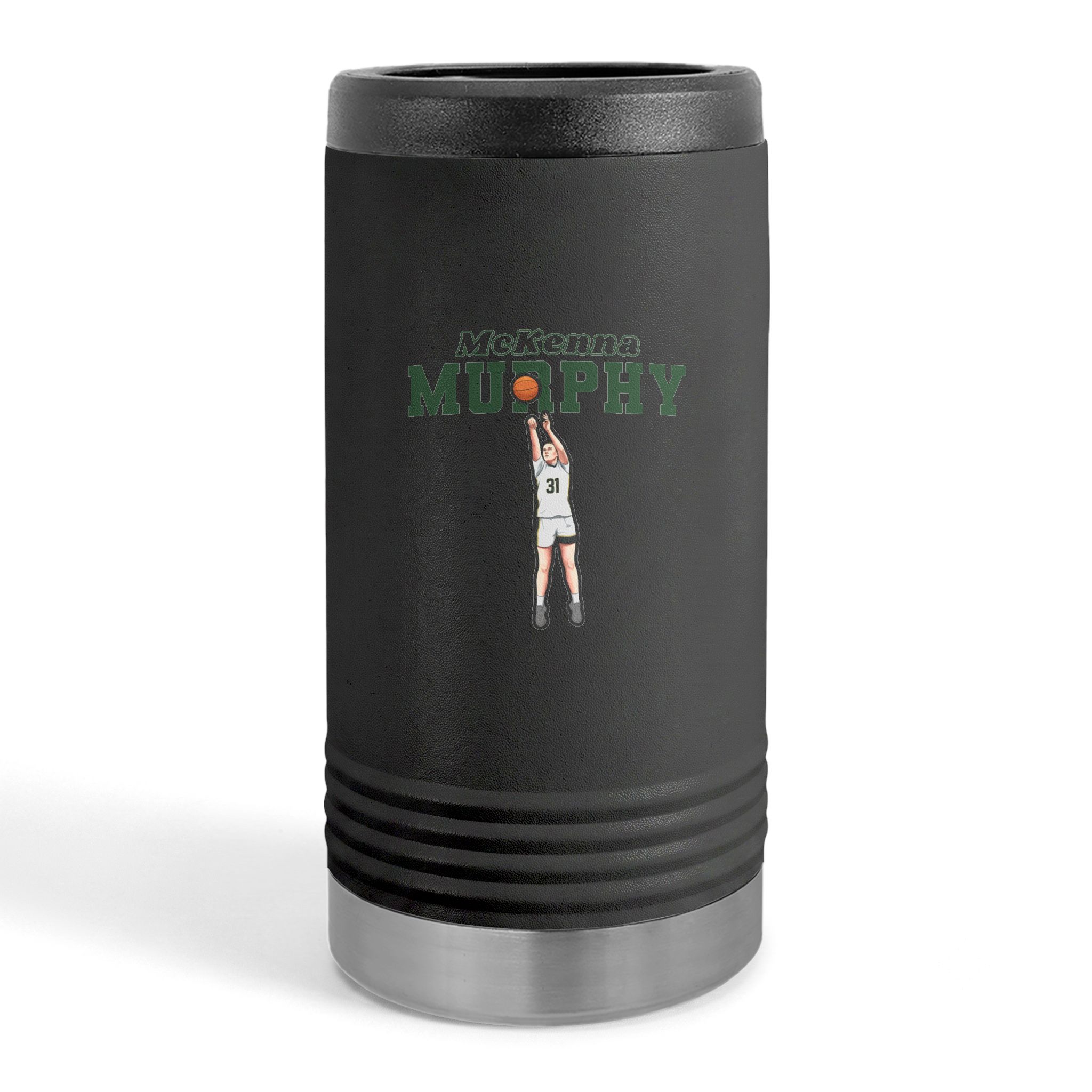 Slim Stainless Can Cooler — character_name_arch in Black