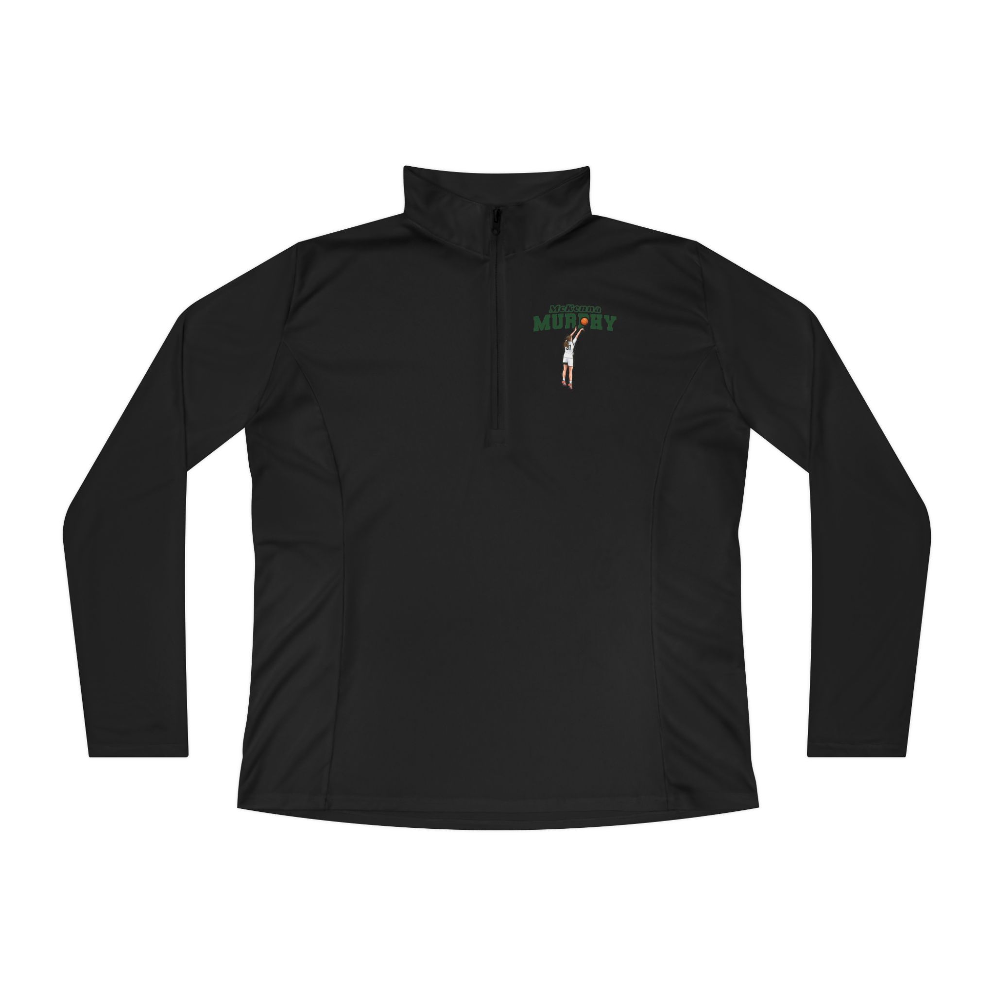 Women's Q-Zip Pullover — character_name_arch in Black