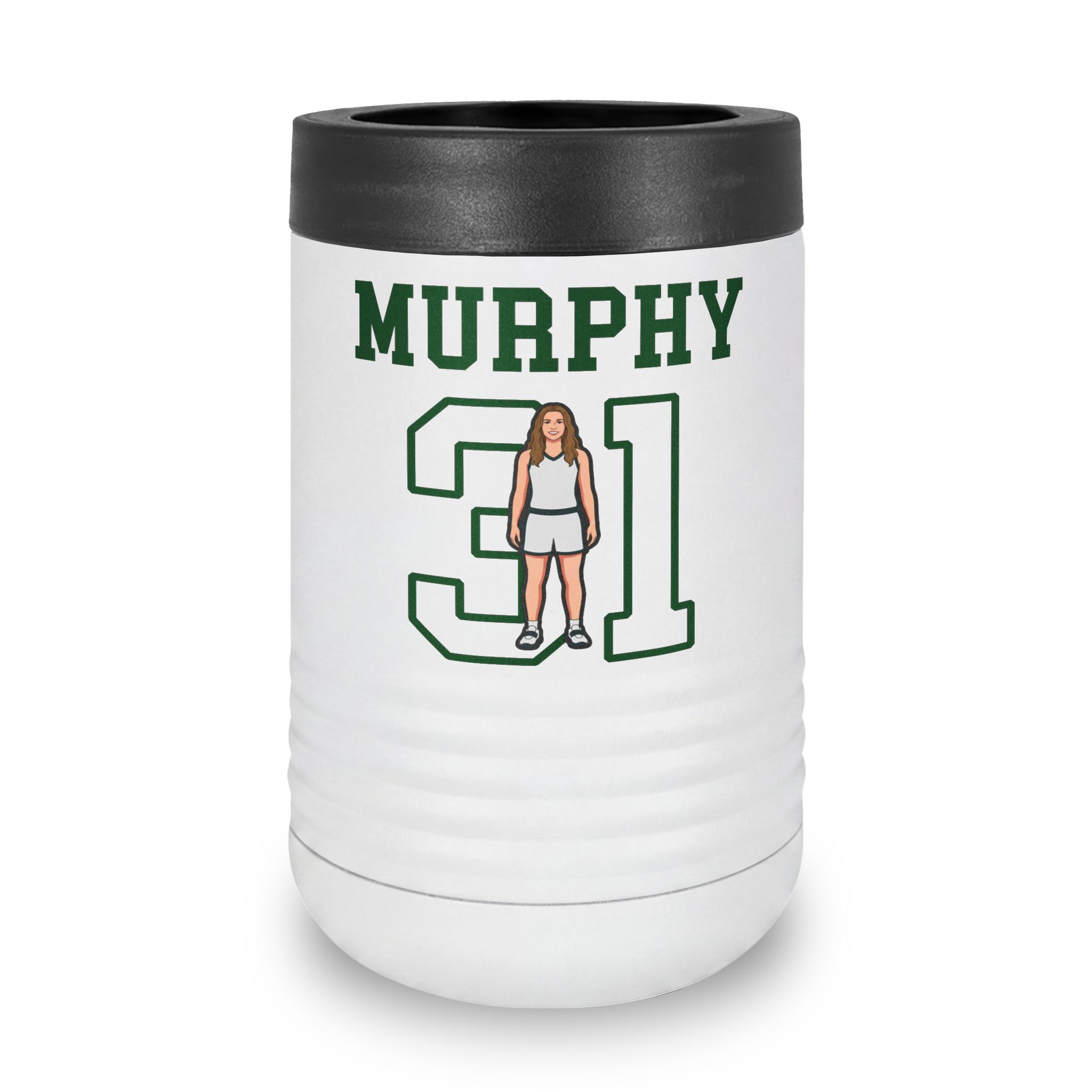 Stainless Can Cooler — character_shirsey in White