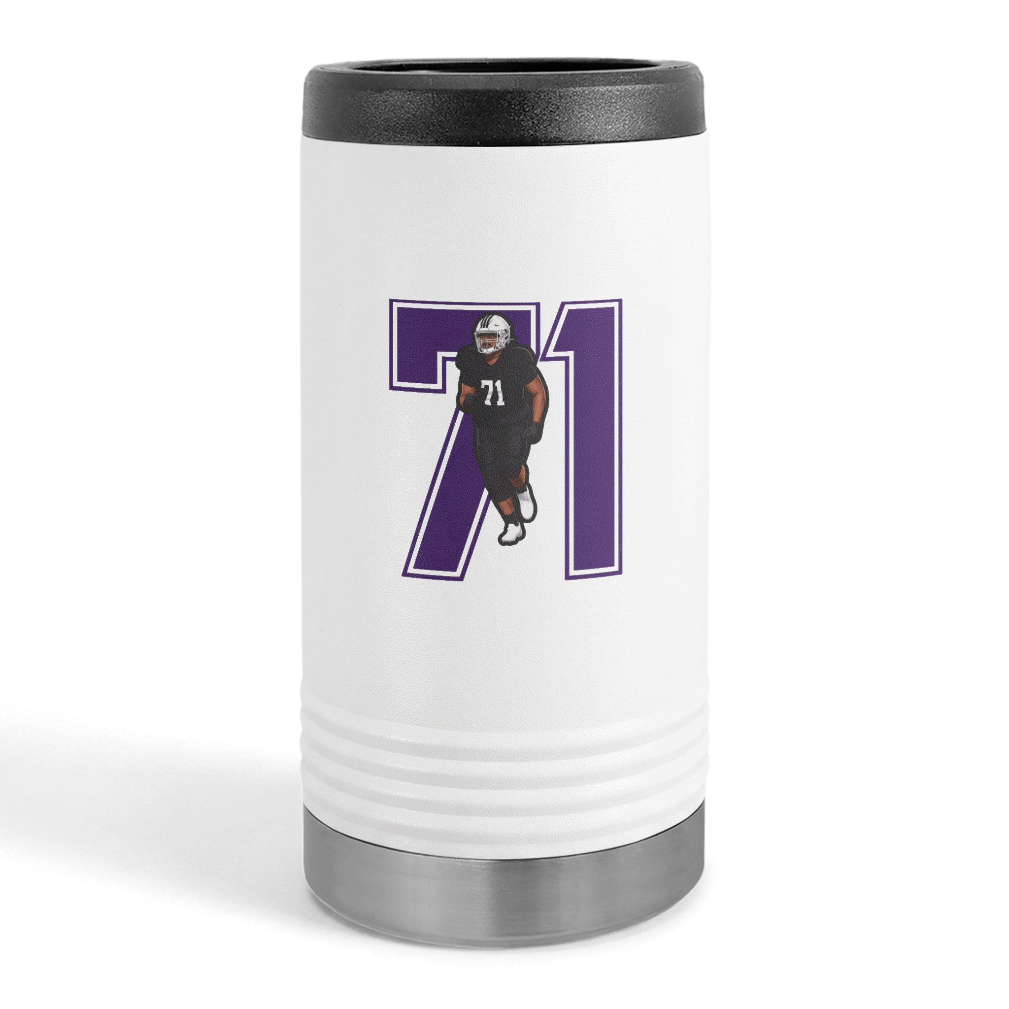 Slim Stainless Can Cooler — character_number in White