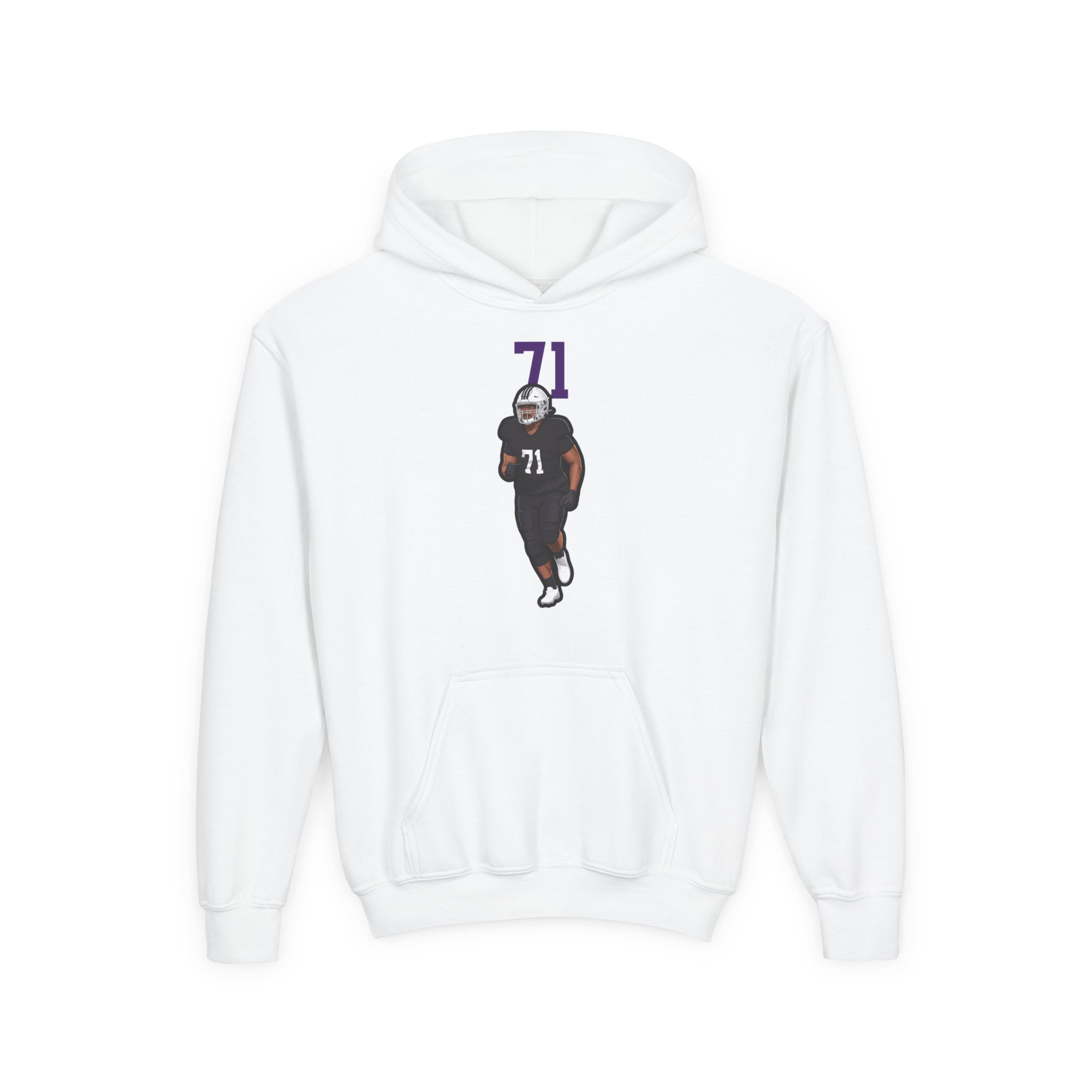 Youth Hoodie — character_number_top in White