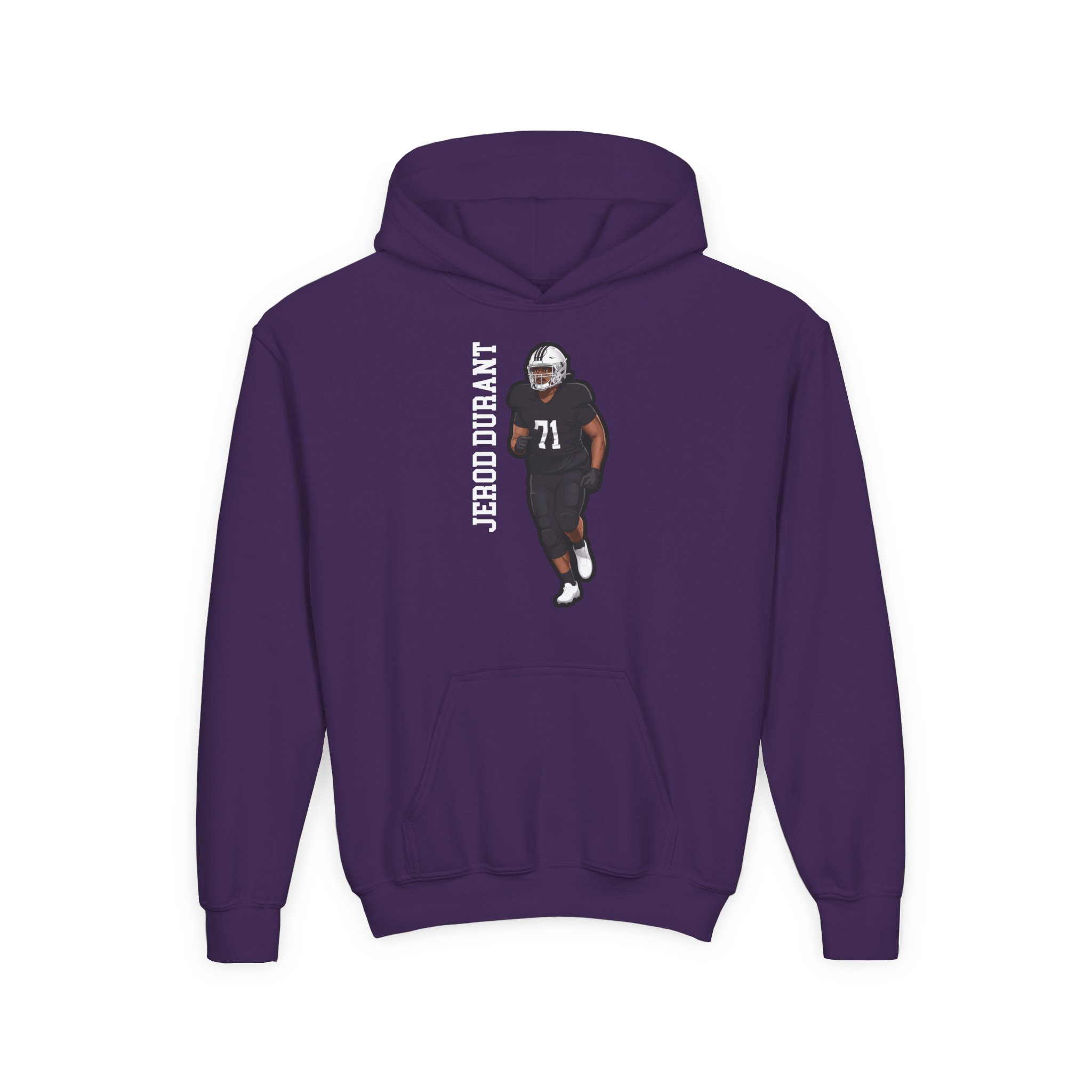 Youth Hoodie — character_name_vertical in Purple