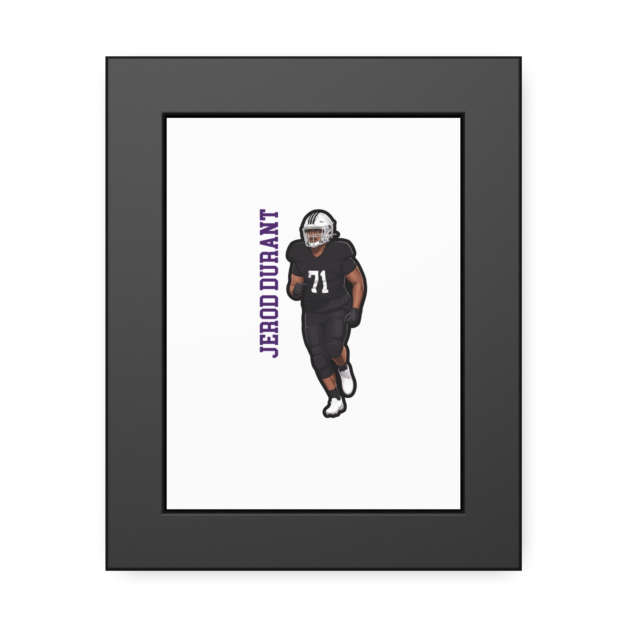 Framed Poster — character_name_vertical in Black