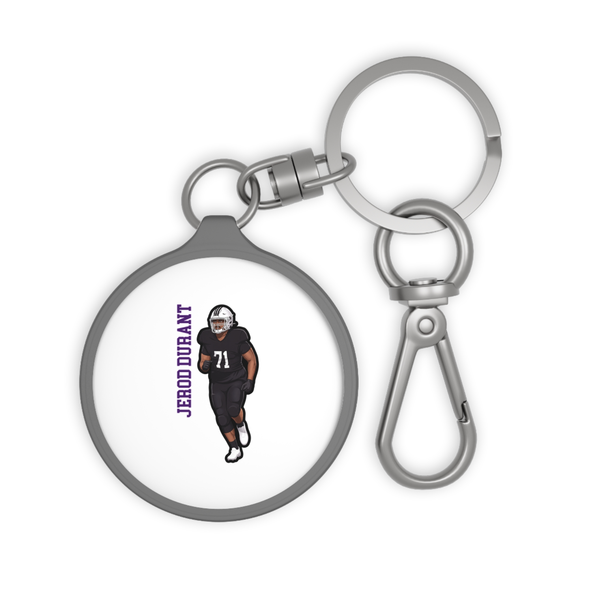 Keychain — character_name_vertical in Grey