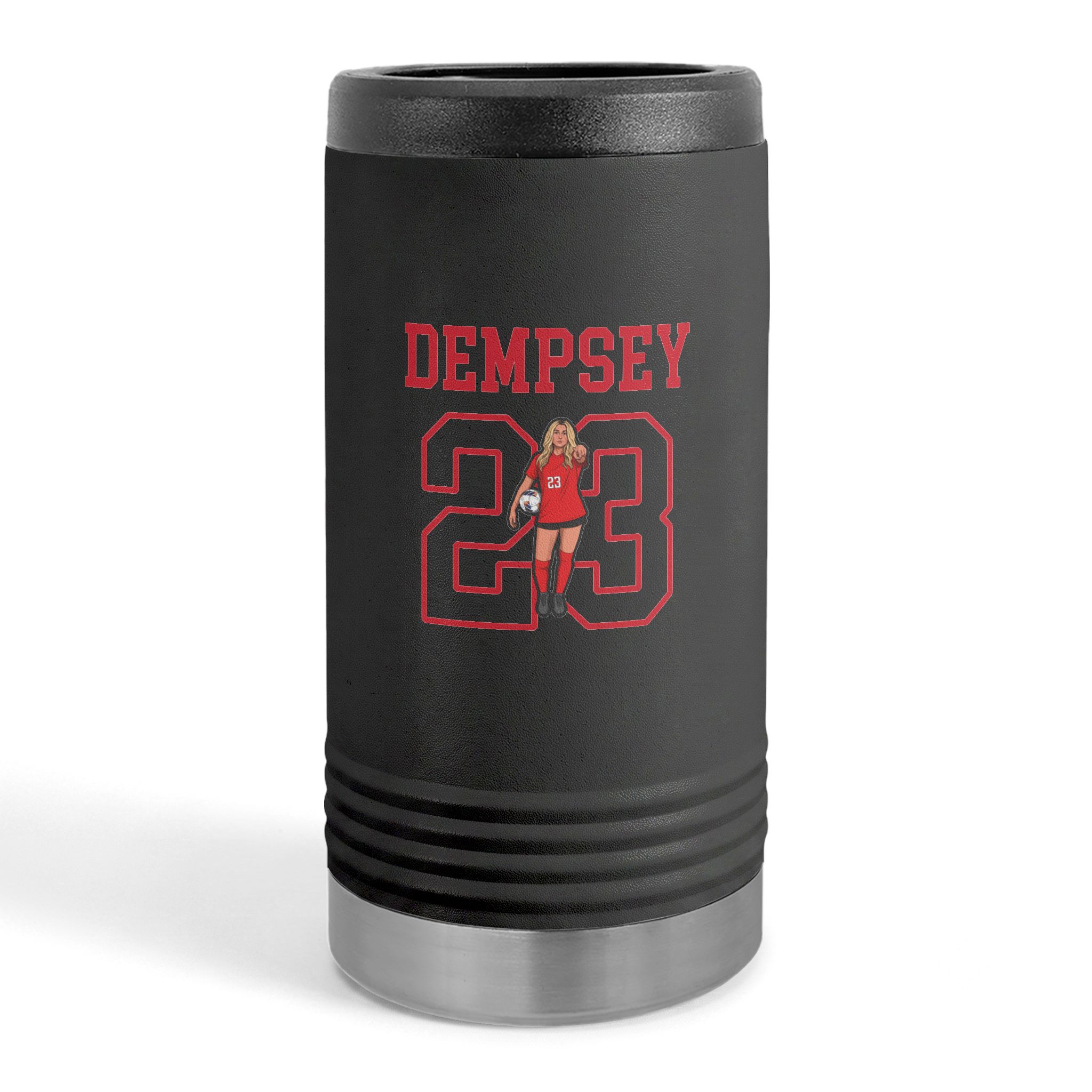 Slim Stainless Can Cooler — character_shirsey in Black